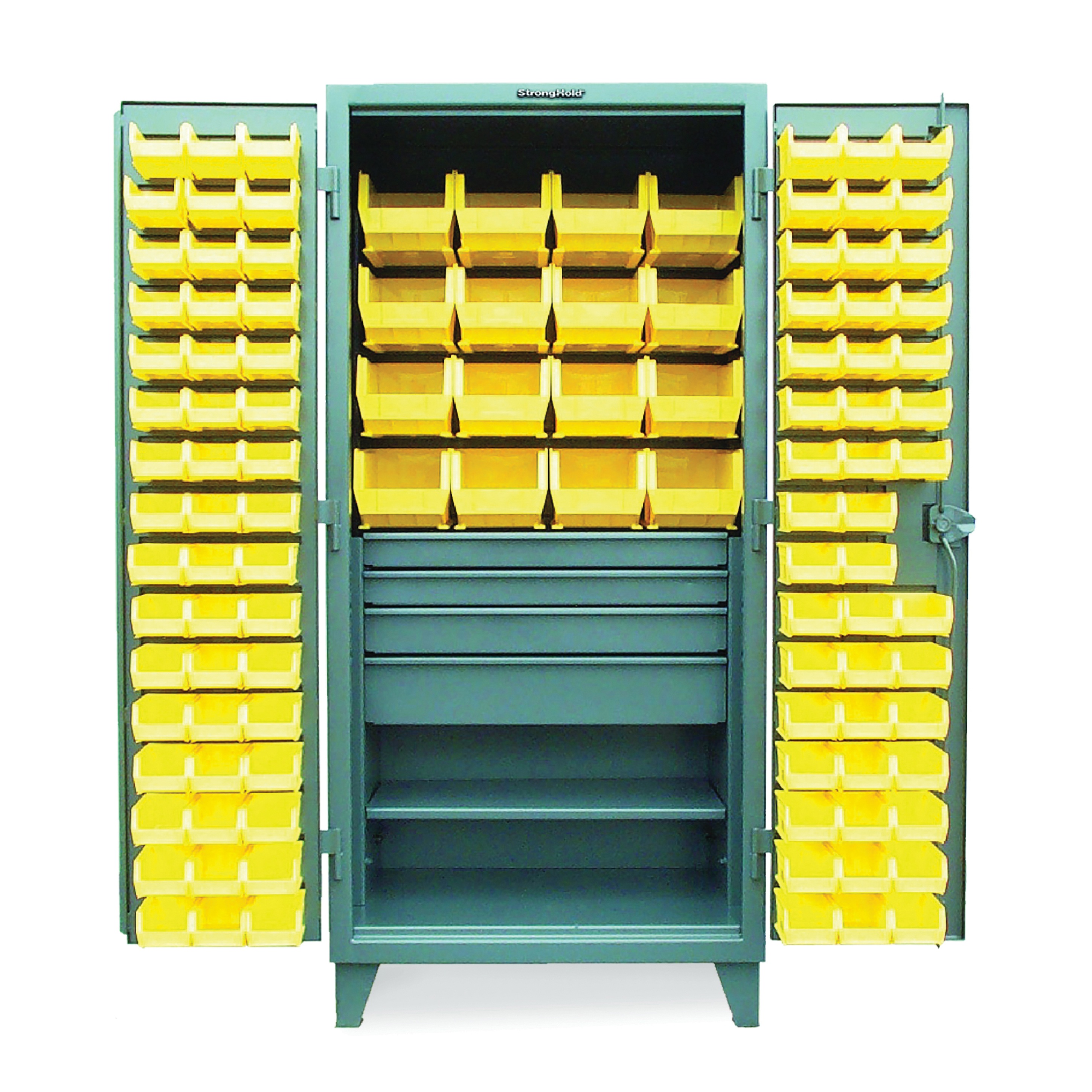 Strong Hold&reg; 56-1610-99OP Bin Storage Cabinet, Dark Gray, 16 in L x 60 in W x 78 in H