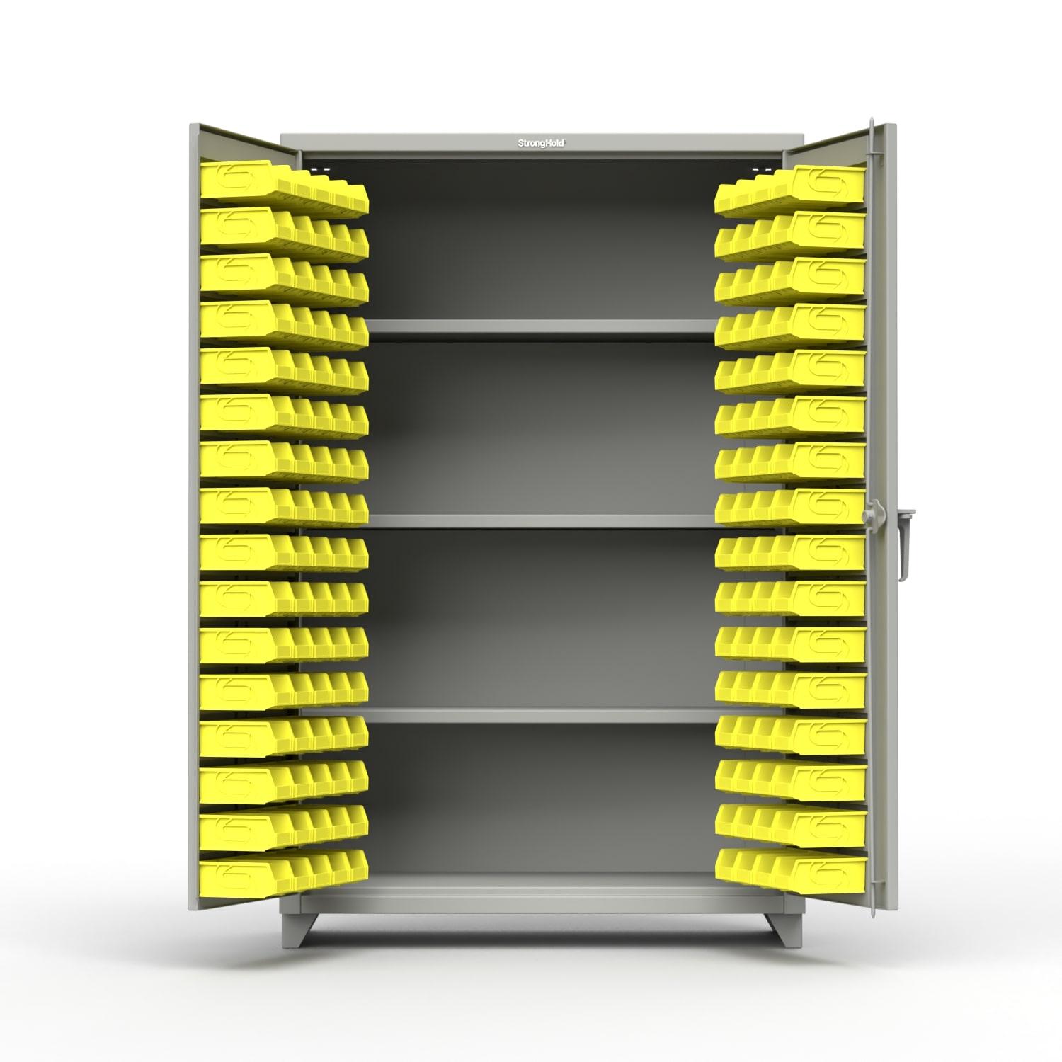 Strong Hold&reg; 46-BS-PB-242 Metal Bin Storage Cabinet With (42) Vertical Dividers, 144 Bins, Gray, 24 in L x 48 in W x 78 in H