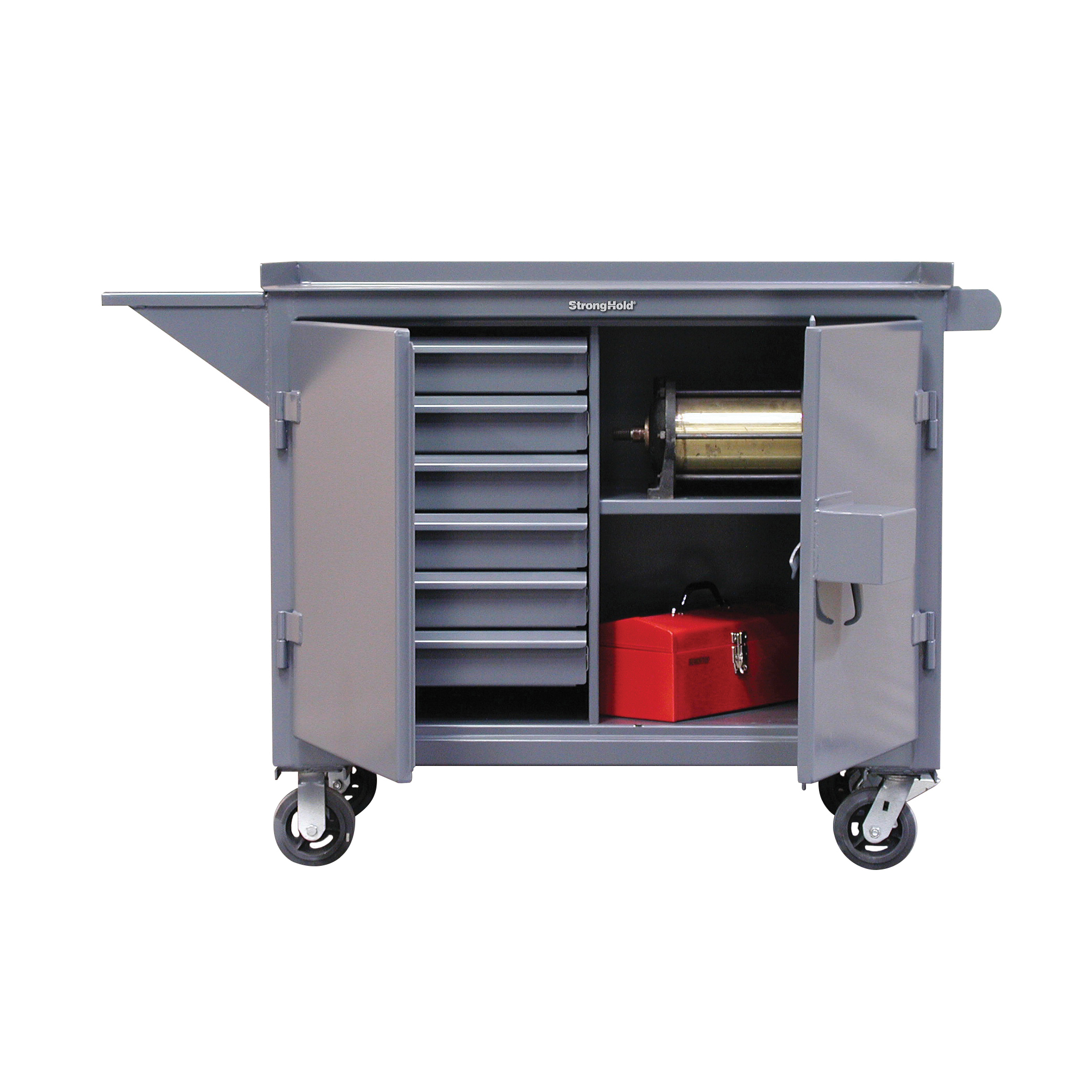 Strong Hold&reg; 4.53.7-TC-300-3DB-MT Heavy Duty Tool Cart With Maple Top, 35 in H x 53 in W x 30 in D, 12 ga THK