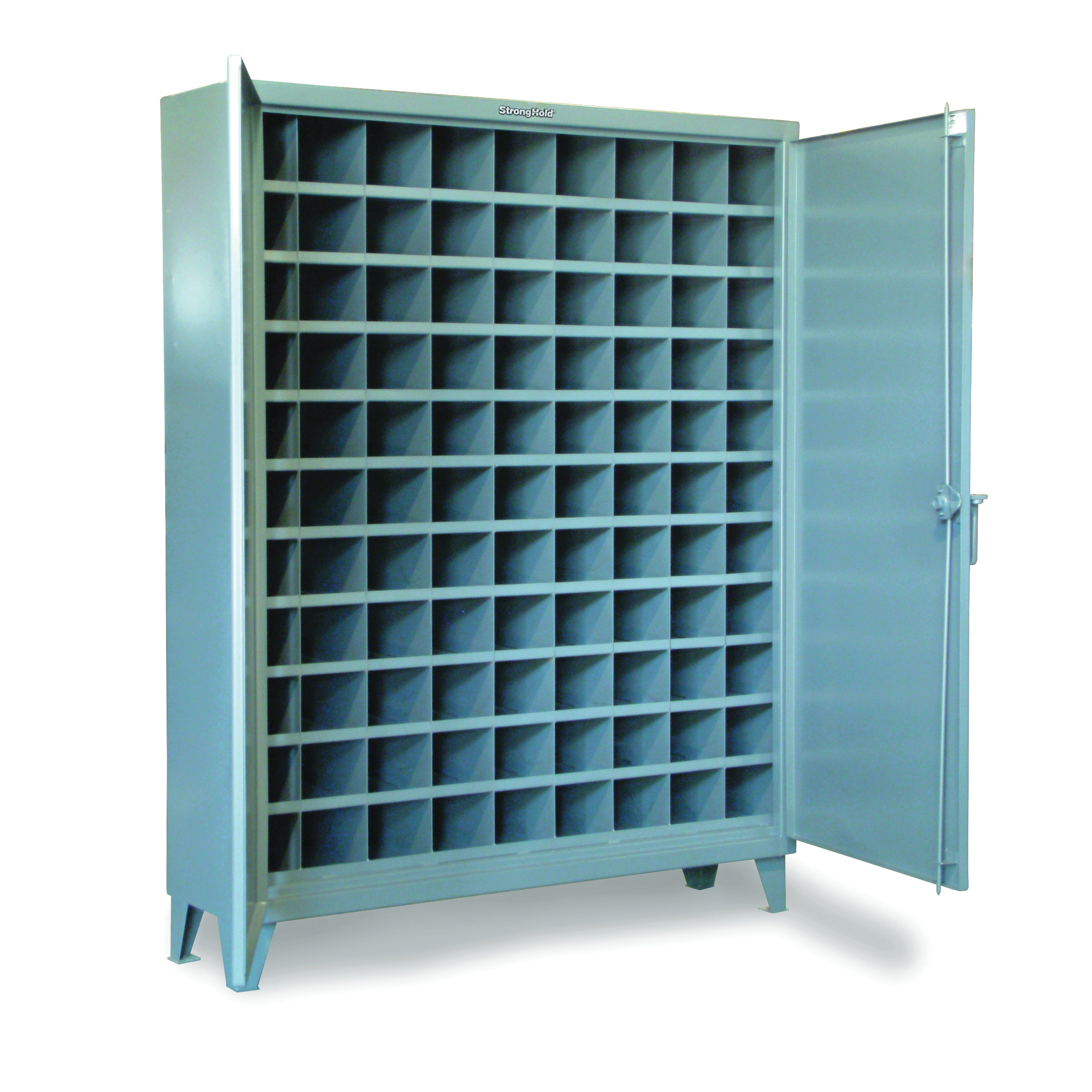 Strong Hold&reg; 46-BS-243-L Extra Heavy Duty Bin Cabinet, 144 Bins, Dusty Gray, 48 in OAL x 24 in OAW x 75 in OAH