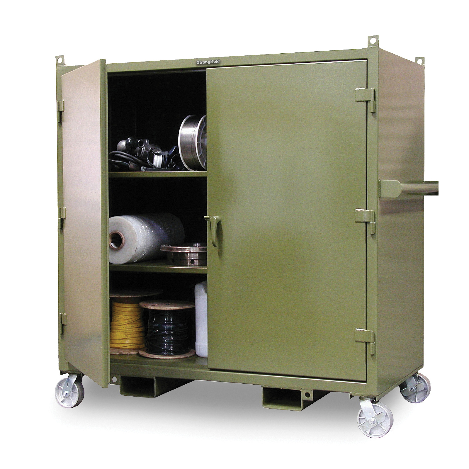 Strong Hold&reg; 55-BR-42 Heavy Duty Single Sided Bin Rack, 42 Bins, Gray, 55 in W x 60 in H