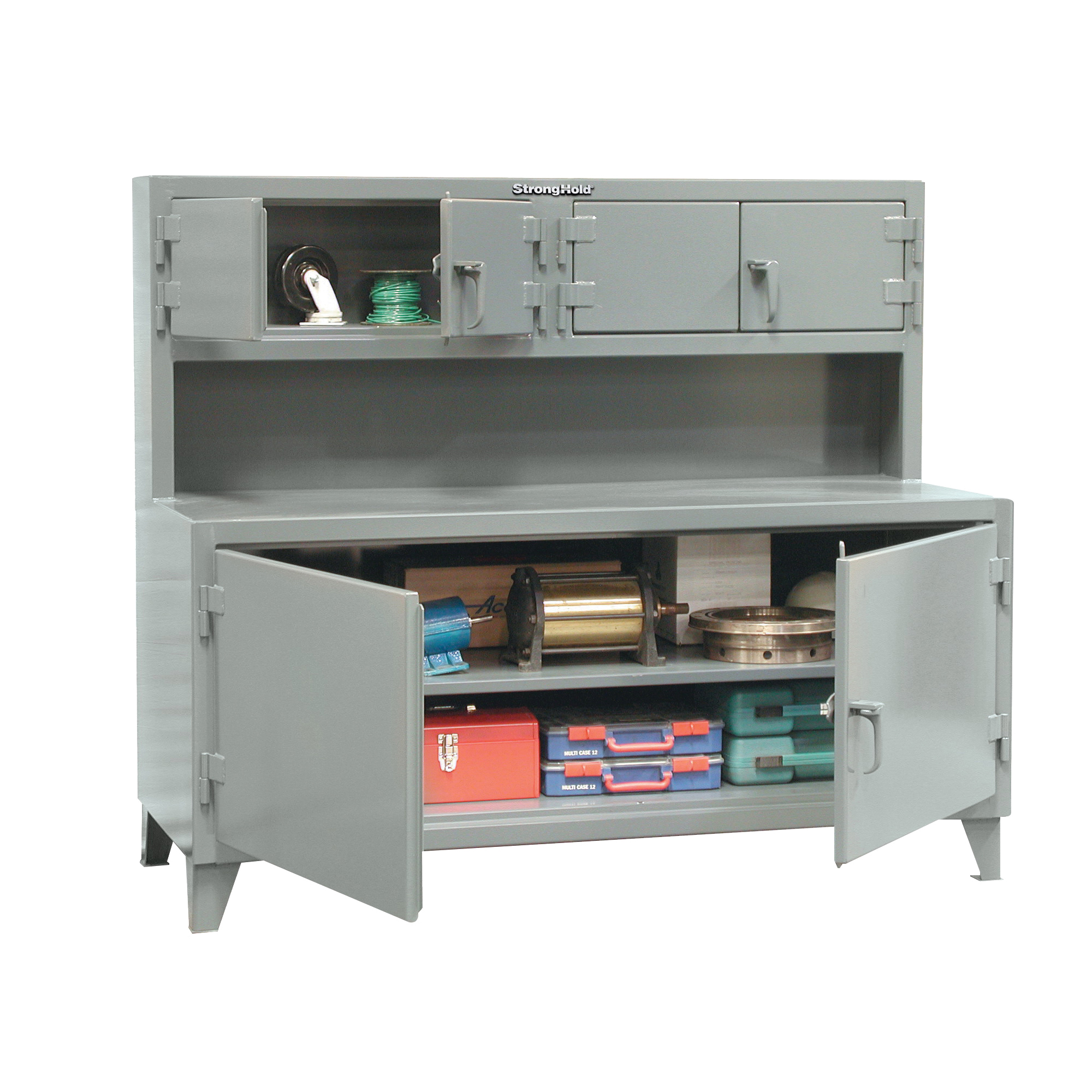 Strong Hold&reg; 83-361-MT Workbench With Maple Top, 37 in H x 96 in W x 96 in D, Gray