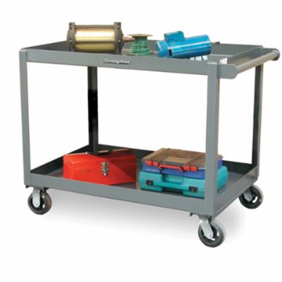 Rubbermaid&reg; FG454600BEIG Heavy Duty Utility Cart With Large Lipped Shelf, 55 in L x 26 in W x 33-1/4 in H, 750 lb Load, Beige