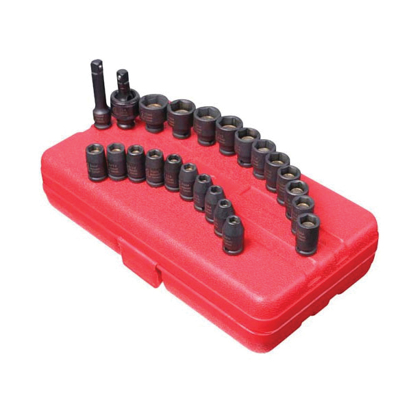 Sunex&reg; 1818 Master Magnetic Impact Socket Set, 6 Points, 1/4 in Drive, 23 Pieces, Blow Molded Case Container