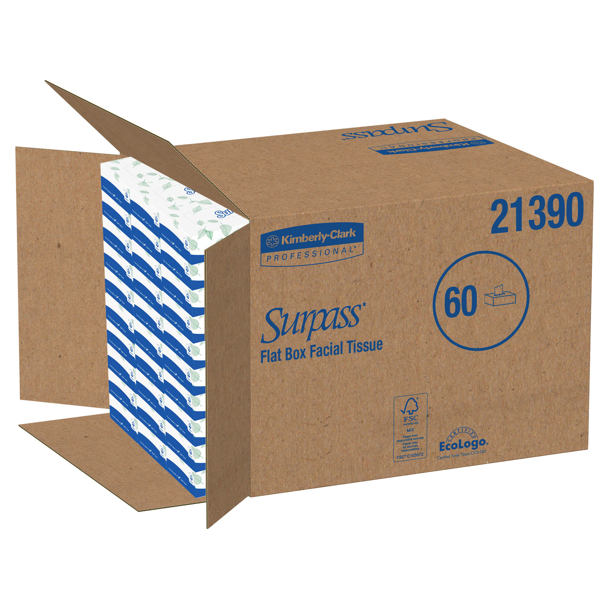 Surpass&reg; 21390 Facial Tissue, Recycled Fiber, White