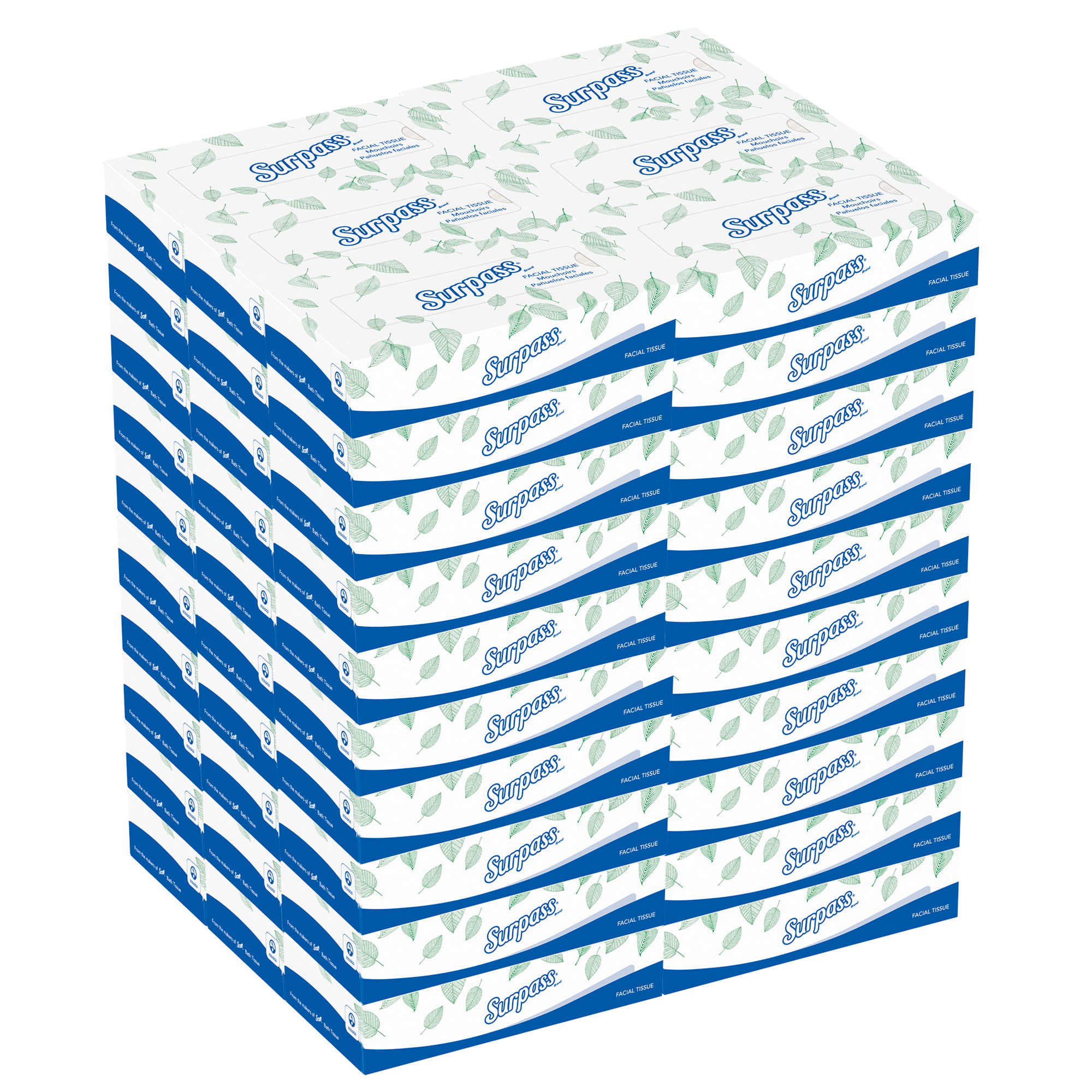 Surpass&reg; 21390 Facial Tissue, Recycled Fiber, White