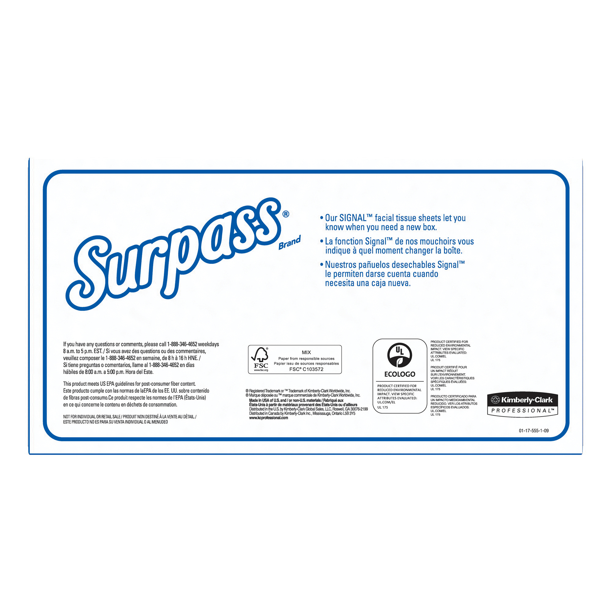 Surpass&reg; 21390 Facial Tissue, Recycled Fiber, White
