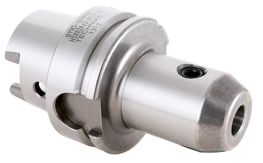 TECHNIKS 32954 Precision Single End End Mill Holder With Coolant Through Channel, 1/2 in Dia Hole, Tapered Shank, HSK63A Taper, 1.38 in Dia Nose, 3 in Projection