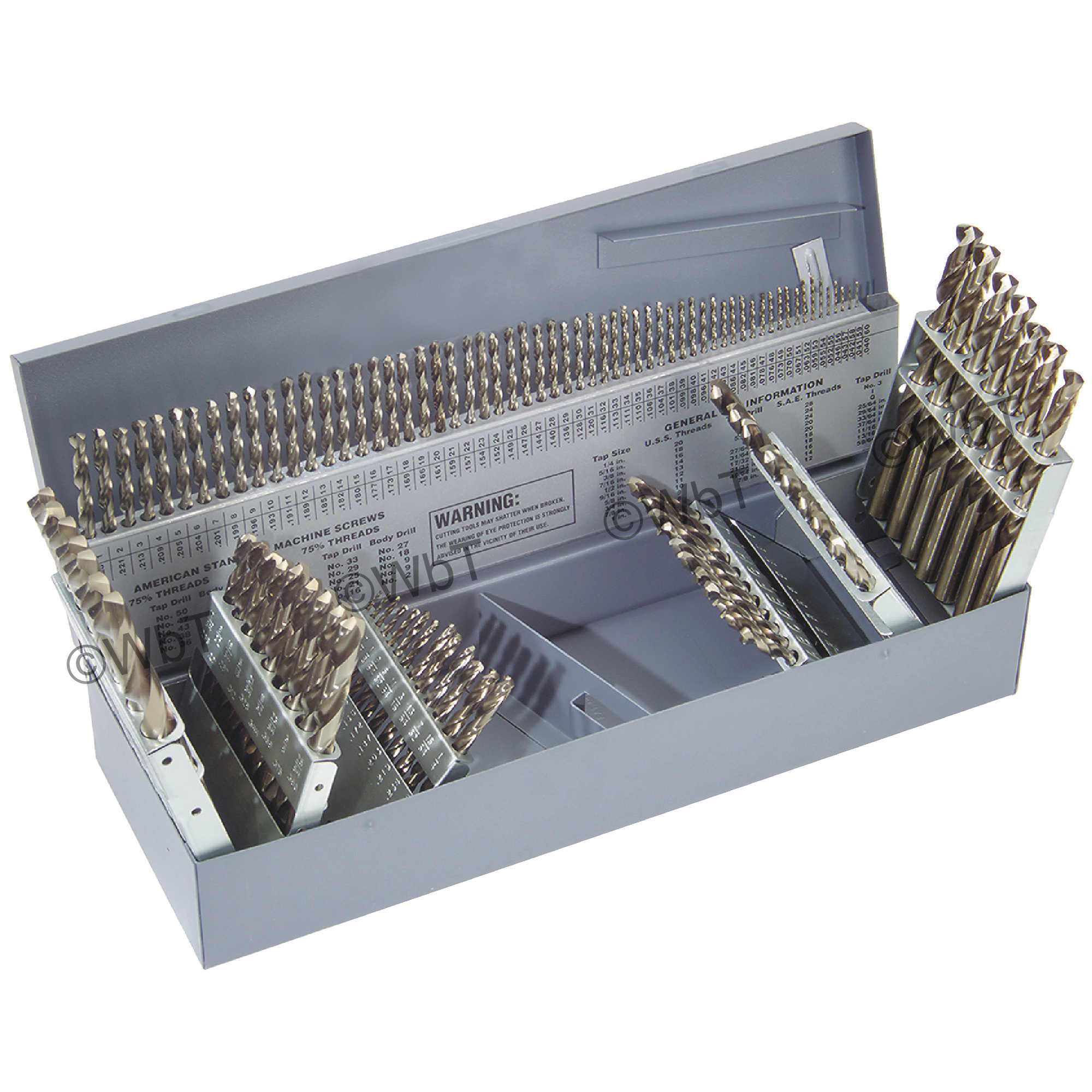 TTC 01-023-901 Jobber Length Twist Drill Set, 1/16 in Min Drill Bit, 1/2 in Max Drill Bit, 118 deg Drill Point Angle, 29 Pieces, HSS, Uncoated