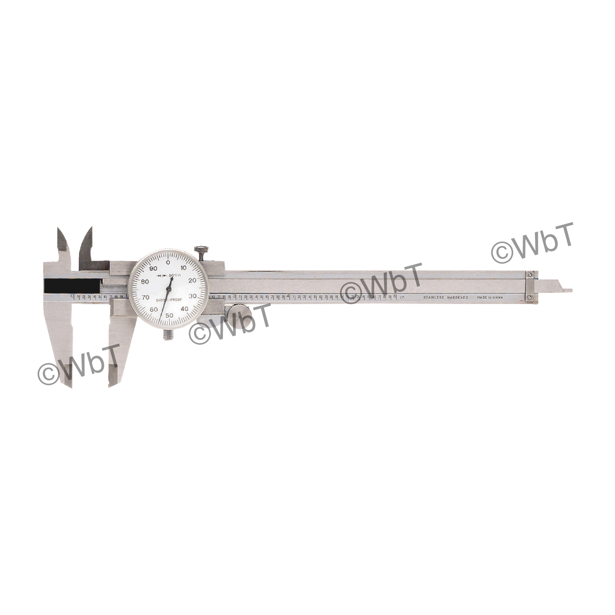 GENERAL&reg; 142 Dial Caliper, 0 to 6 in, Graduation 1/100 in, 1/64 in, 1-1/2 in D Jaw, Fiberglass Reinforced Plastic