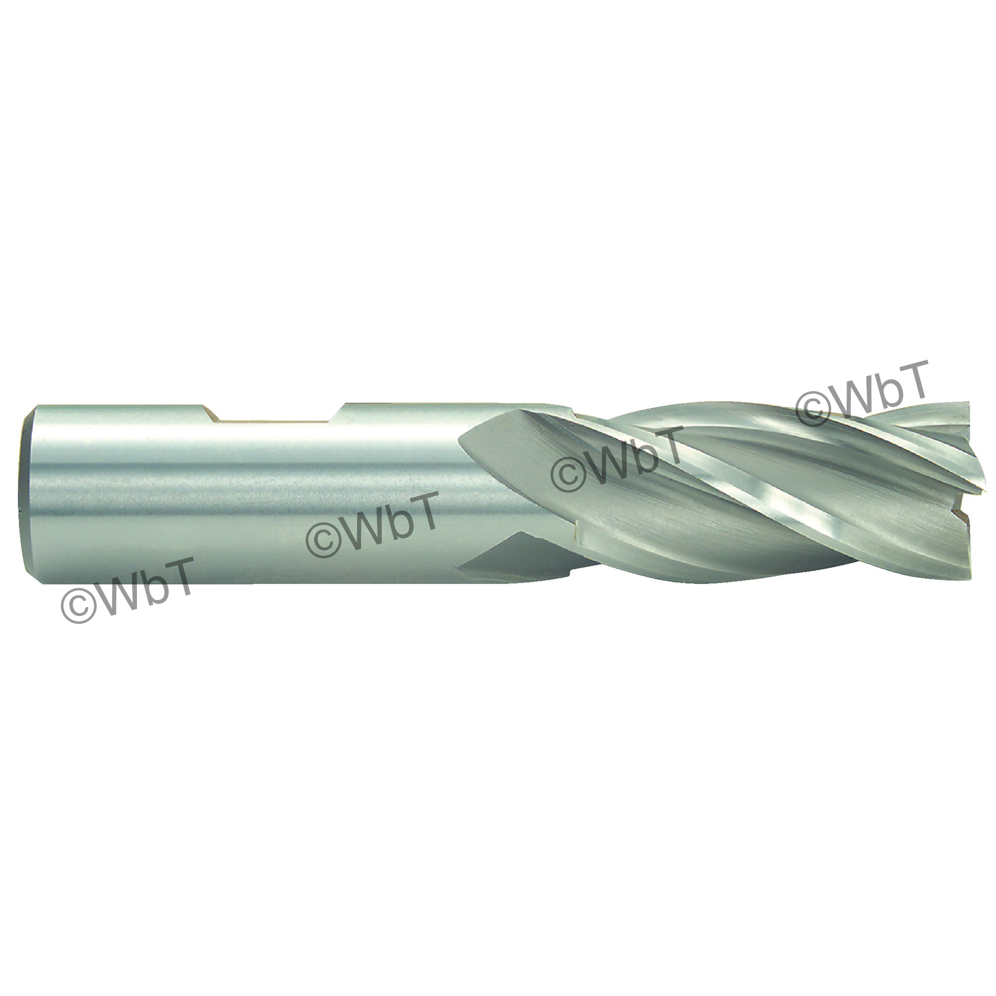TTC 08-005-060 D2 General Purpose Non-Center Cutting Single Square End Mill, 1/4 in Dia Cutter, 5/8 in Length of Cut, 4 Flutes, 3/8 in Dia Shank, 2-7/16 in OAL, Bright