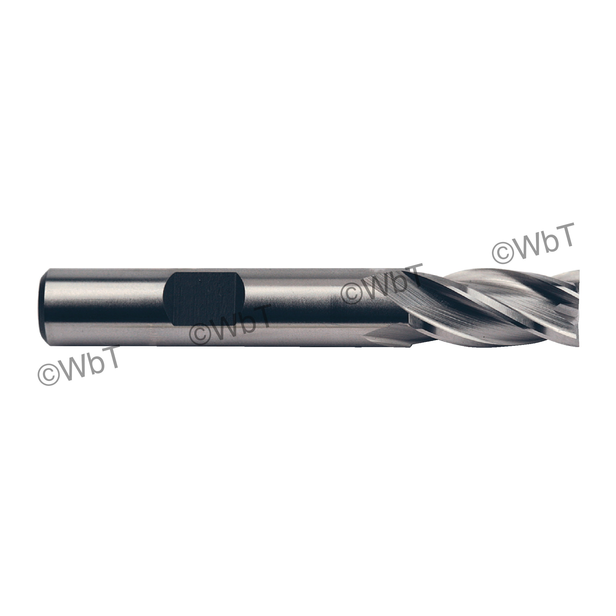 TTC 08-015-060 D5 Center Cutting Standard Length Single End Mill, 1/4 in Dia Cutter, 5/8 in Length of Cut, 4 Flutes, 3/8 in Dia Shank, 2-7/16 in OAL, Bright