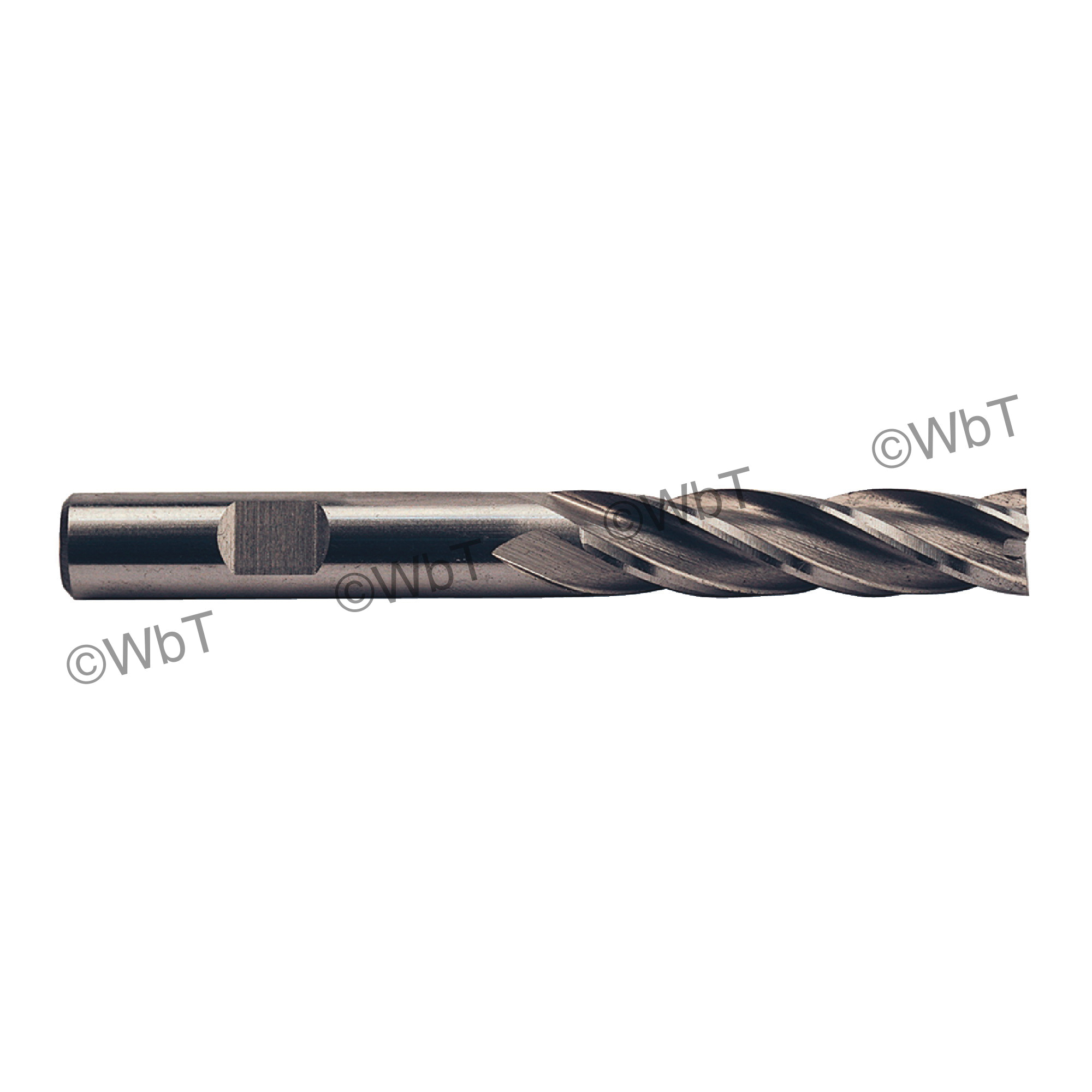 TTC 08-016-020 D6 Center Cutting Long Length Single End Mill, 1/4 in Dia Cutter, 1-1/4 in Length of Cut, 4 Flutes, 3/8 in Dia Shank, 3-1/16 in OAL, Bright