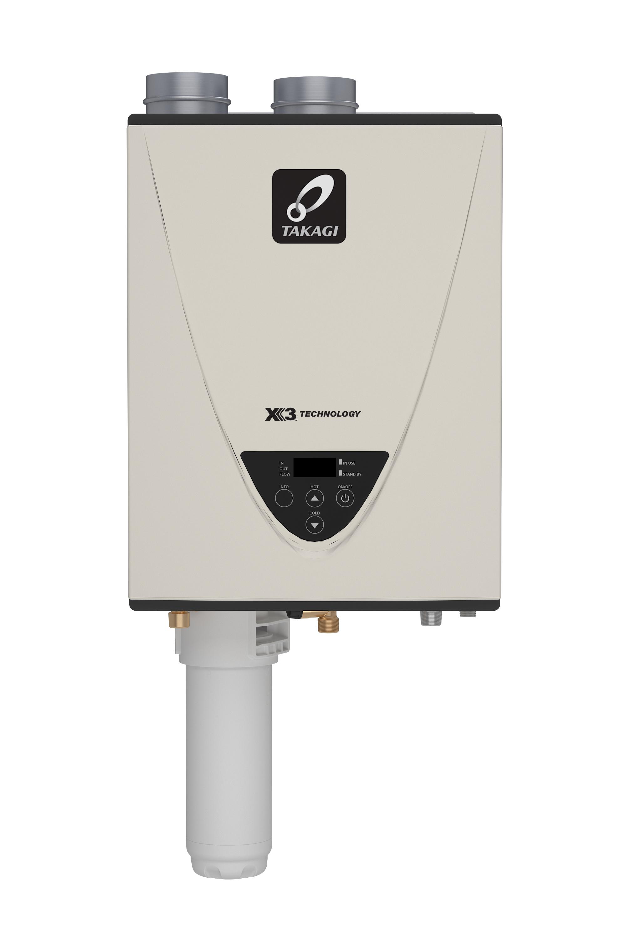 Takagi TK-540X3-NIH Tankless Water Heater, Natural Gas Fuel, Indoor/Outdoor: Outdoor, Condensing, 10.00 Flow Rate, Direct Vent, 3, 4 in Vent, Dual