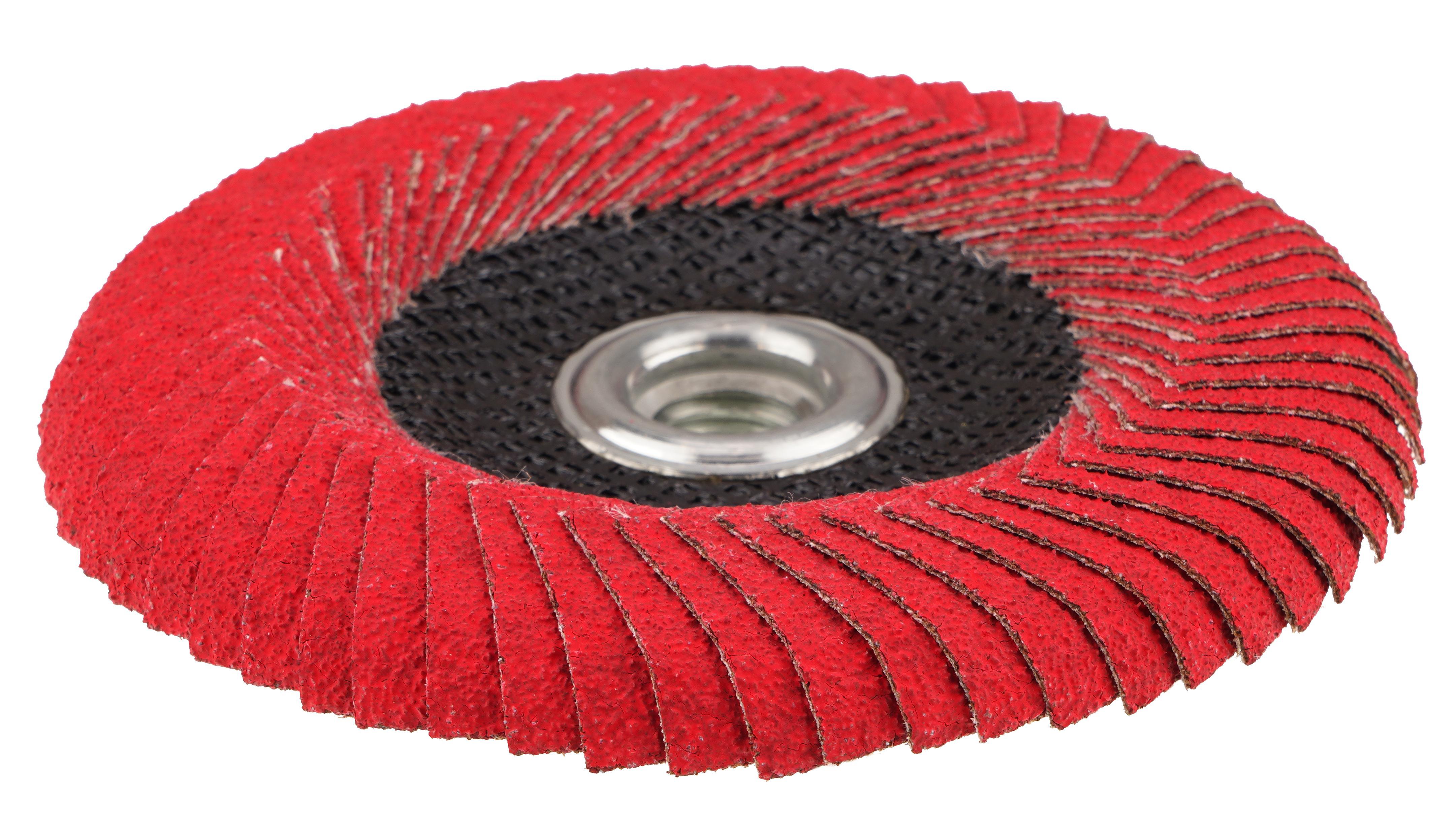 Tiger Angled 51321 Coated Abrasive Flap Disc, 5 in Dia Disc, 40 Grit, Coarse Grade, Ceramic Alumina Abrasive, Type 27/Angled Disc