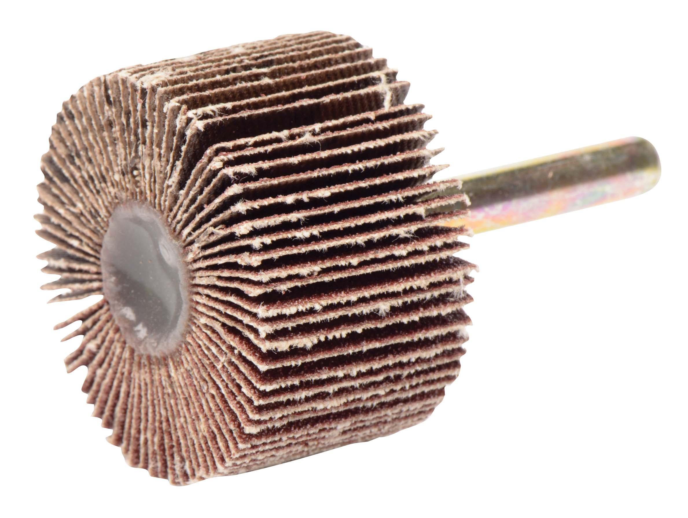 Wolverine&trade; 30724 Stem Mount Coated Abrasive Flap Wheel, 2 in Dia Wheel, 1 in W Face, 1/4 in Dia Shank, 80 Grit, Medium Grade, Aluminum Oxide Abrasive