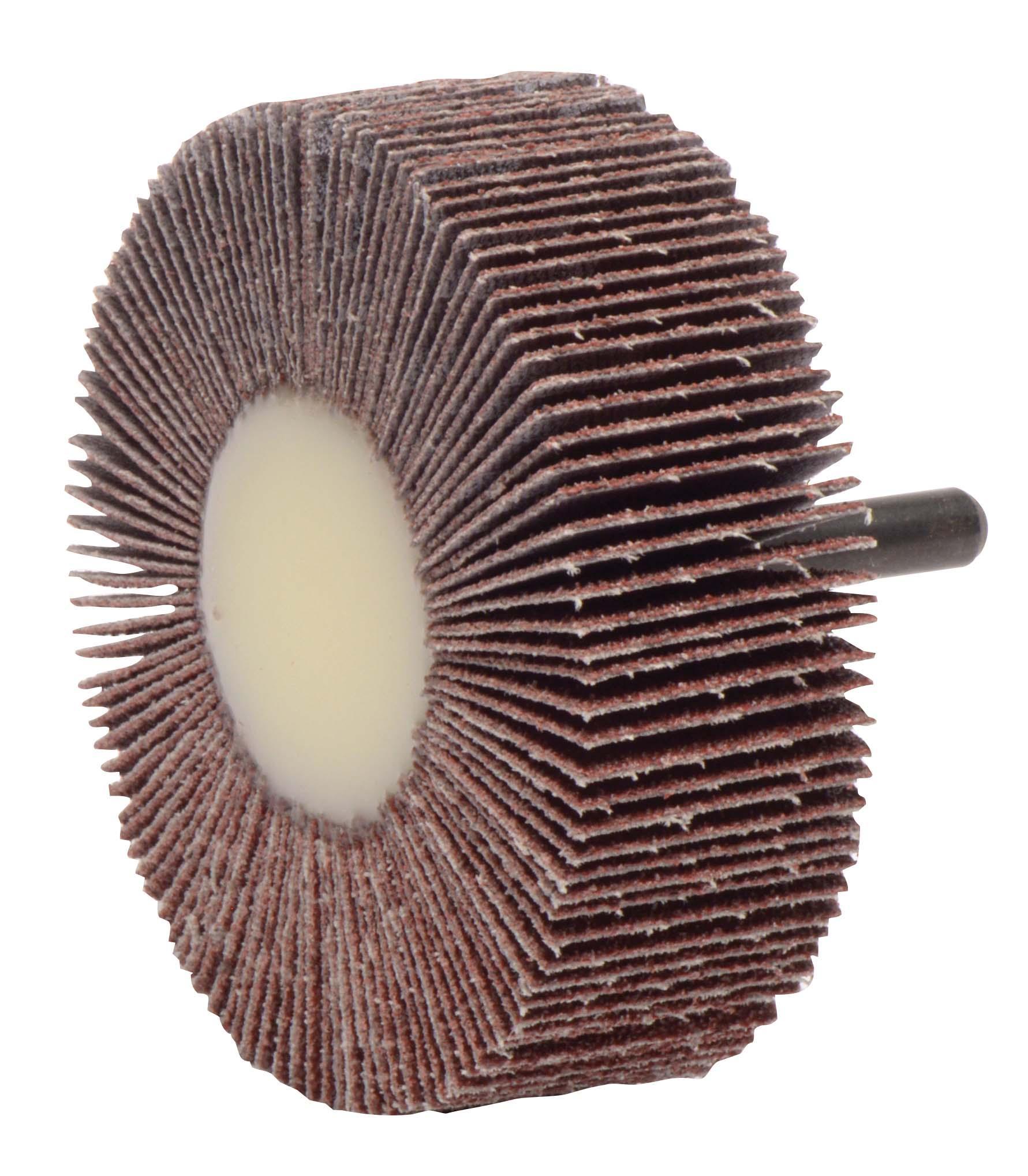 Superior Abrasives 10126 Coated Flap Wheel, 2 in Dia Wheel, 1 in W Face, 1/4 in Dia Shank, 80 Grit, Medium Grade, Aluminum Oxide Abrasive