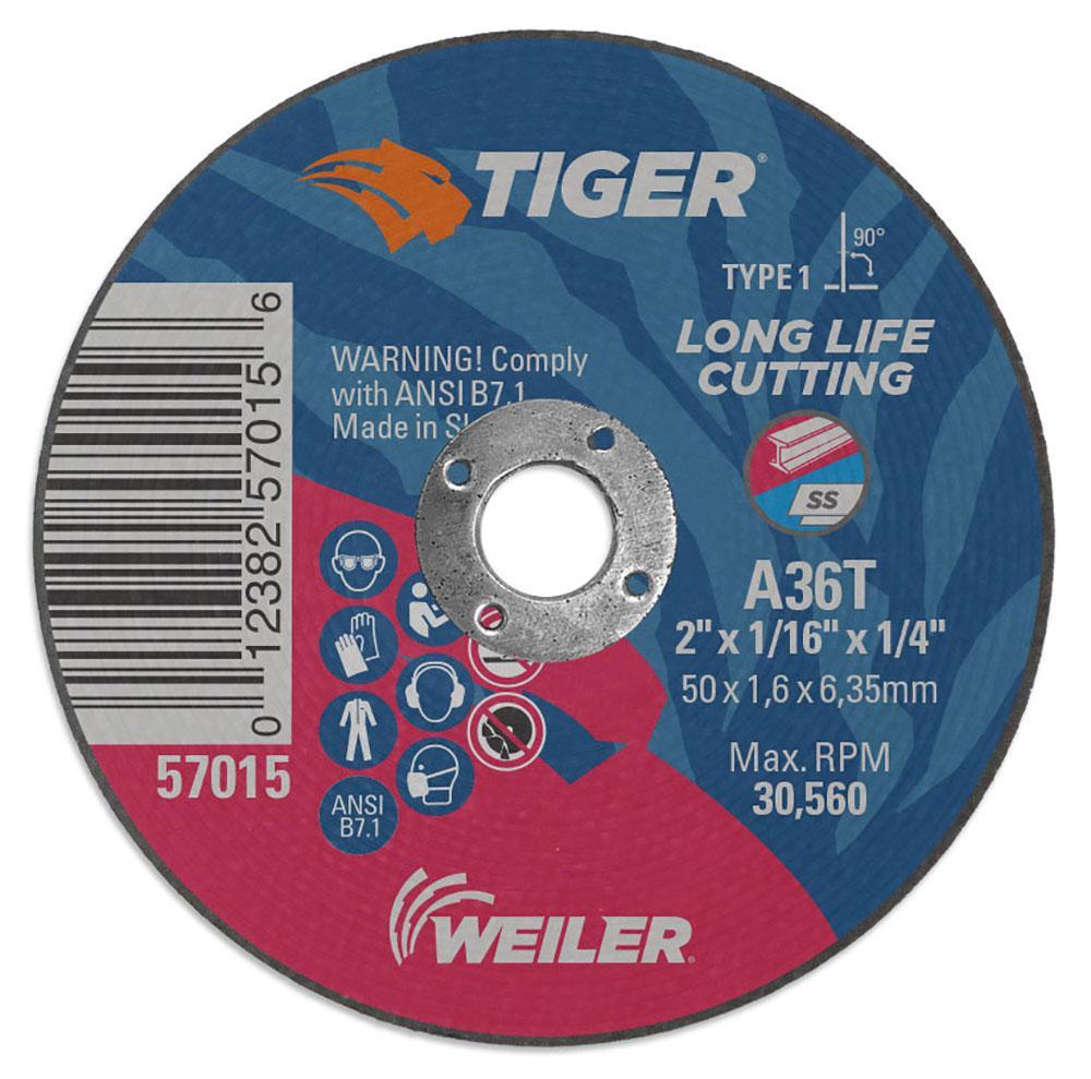 Tiger&reg; AO 57070 Flat Long Life Performance Cut Cutting Wheel, 4 in Dia 0.035 in THK, 3/8 in Center Hole, 60 Grit, Aluminum Oxide Abrasive