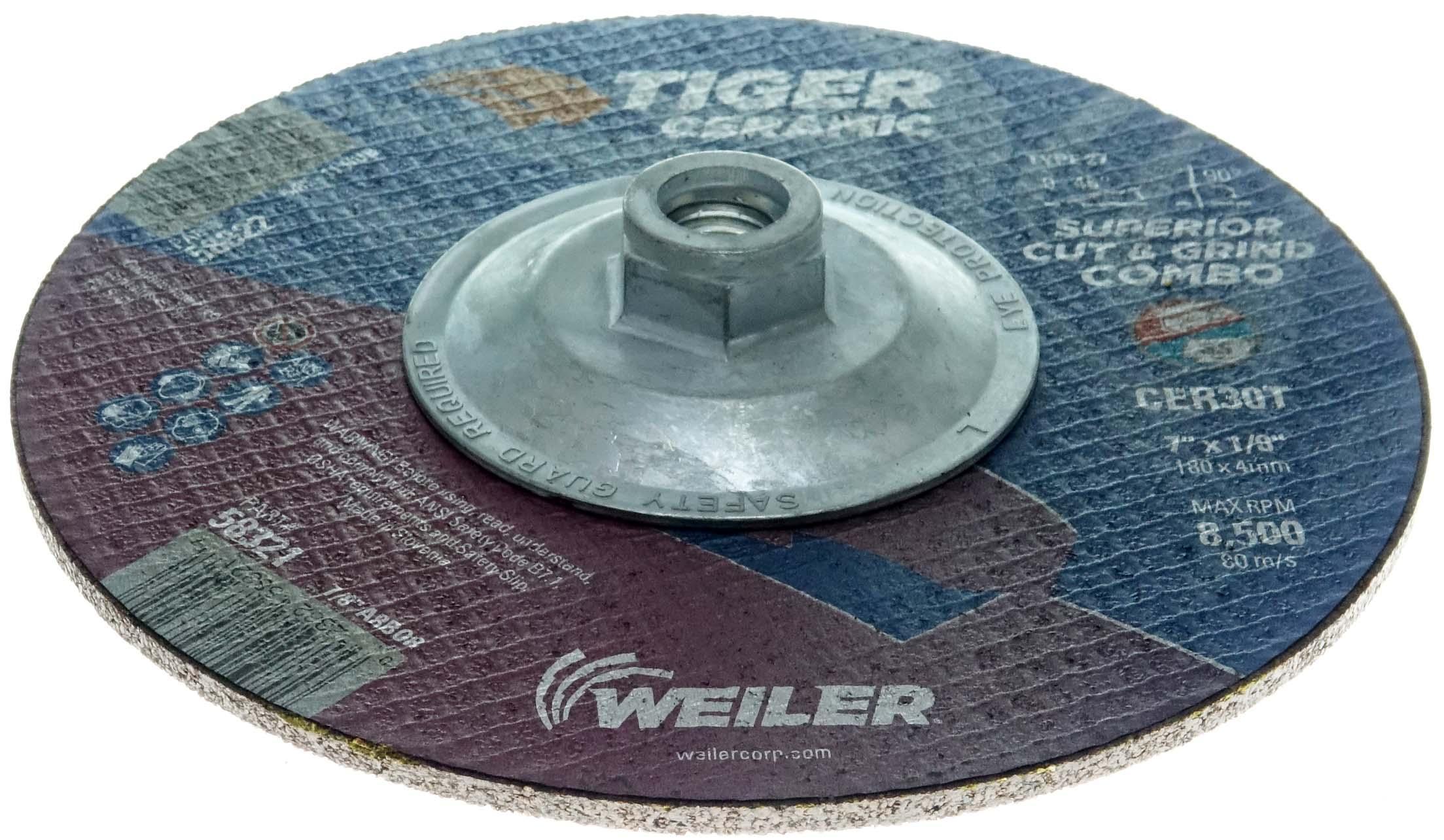 3M&trade; 7010359907 General Purpose Grinding Wheel, 4-1/2 in Dia Wheel x 1/4 in THK Wheel, 7/8 in Center Hole, 24 Grit, Aluminum Oxide Abrasive