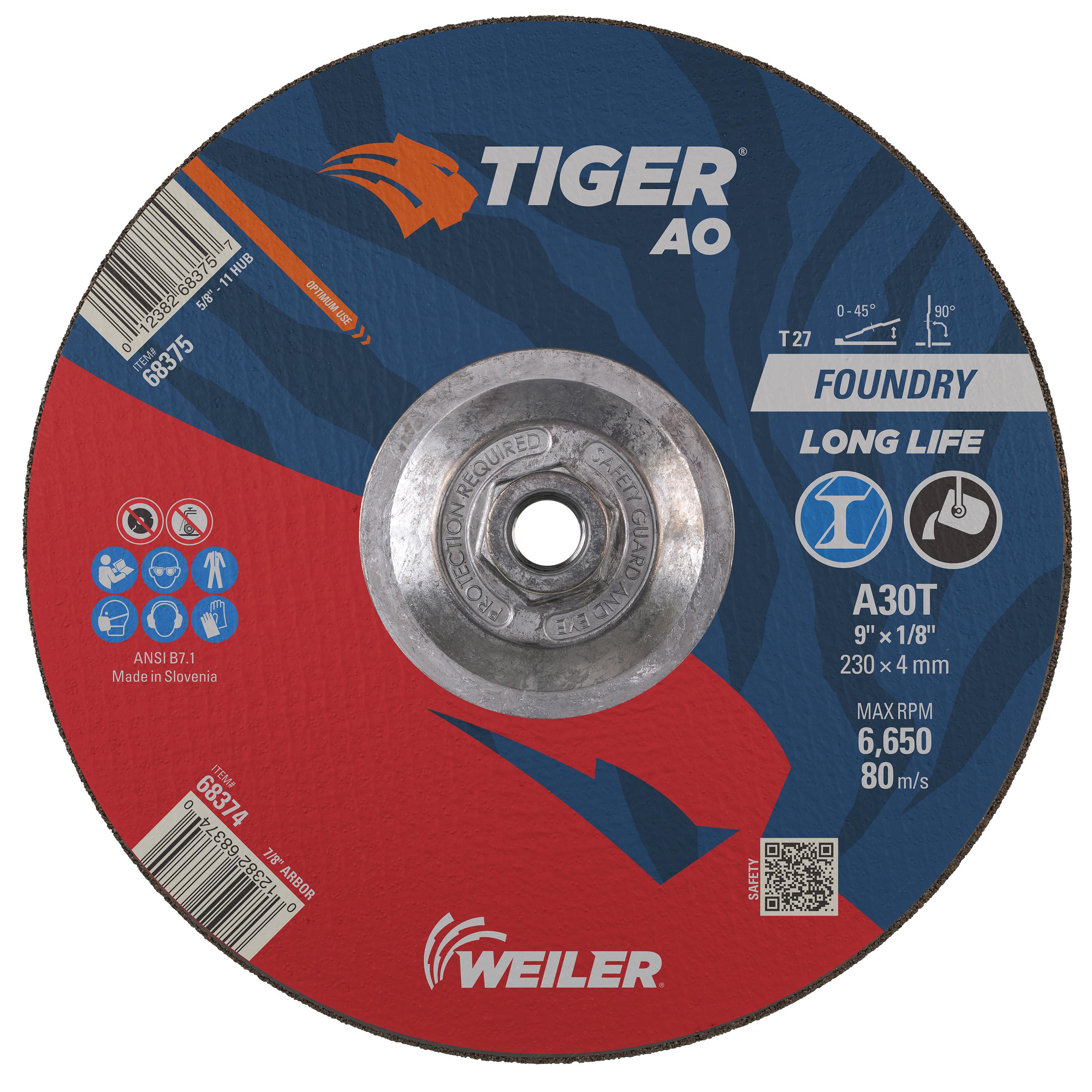 Tiger&reg; 58309 Maximum Performance Cutting Wheel, 6 in Dia x 0.045 in THK, 7/8 in Center Hole, 60 Grit, Ceramic Abrasive