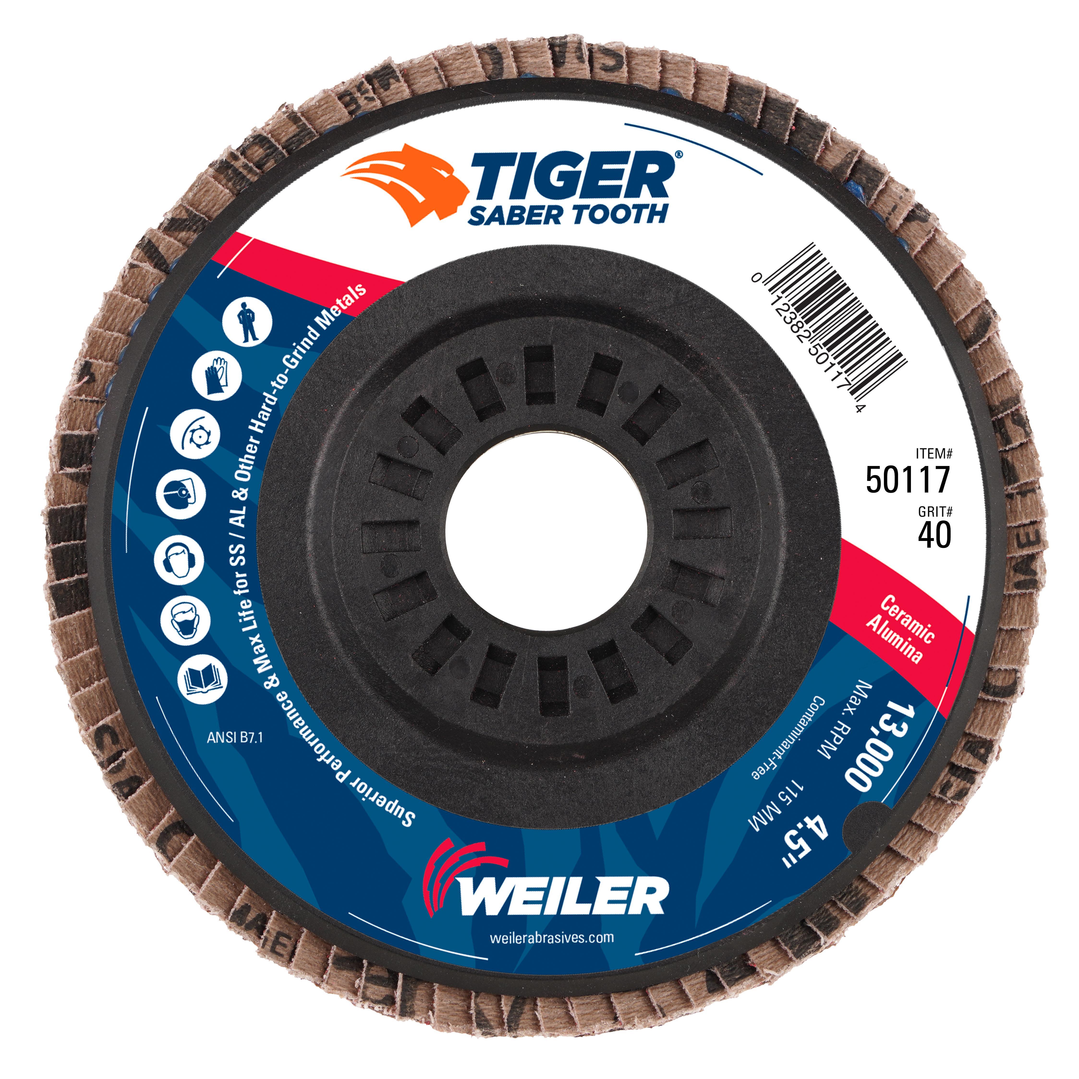Tiger&reg; Ceramic 58300 Superior Life and Cut Cut-Off Wheel, 4-1/2 in Dia 0.045 in THK, 7/8 in Center Hole, 60S Grit, Ceramic Alumina Abrasive