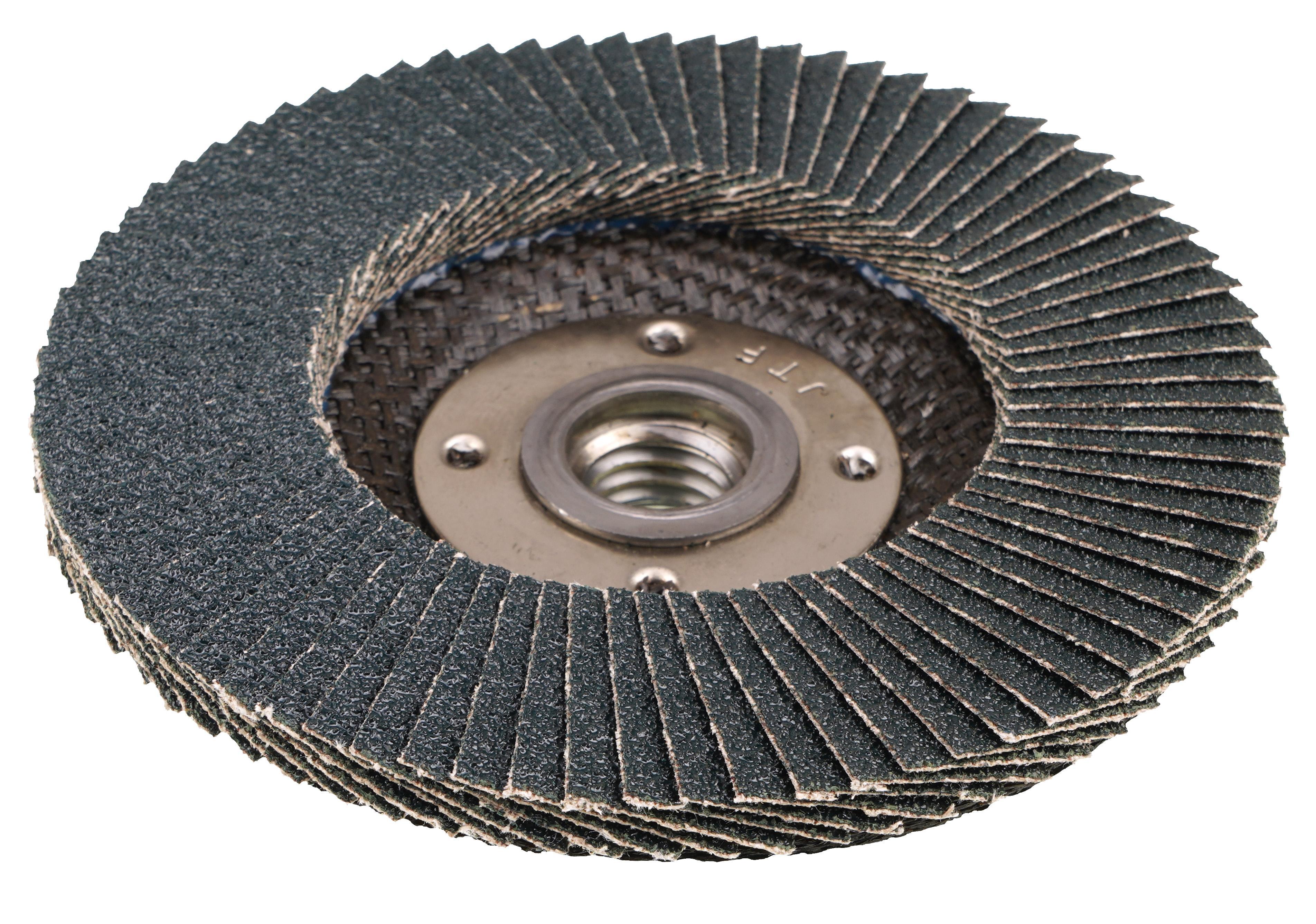 Tiger Paw™ 51154 High Performance Coated Abrasive Flap Disc, 5 in Dia Disc, 80 Grit, Medium Grade, Zirconia Alumina Abrasive, Type 29/Angled Disc