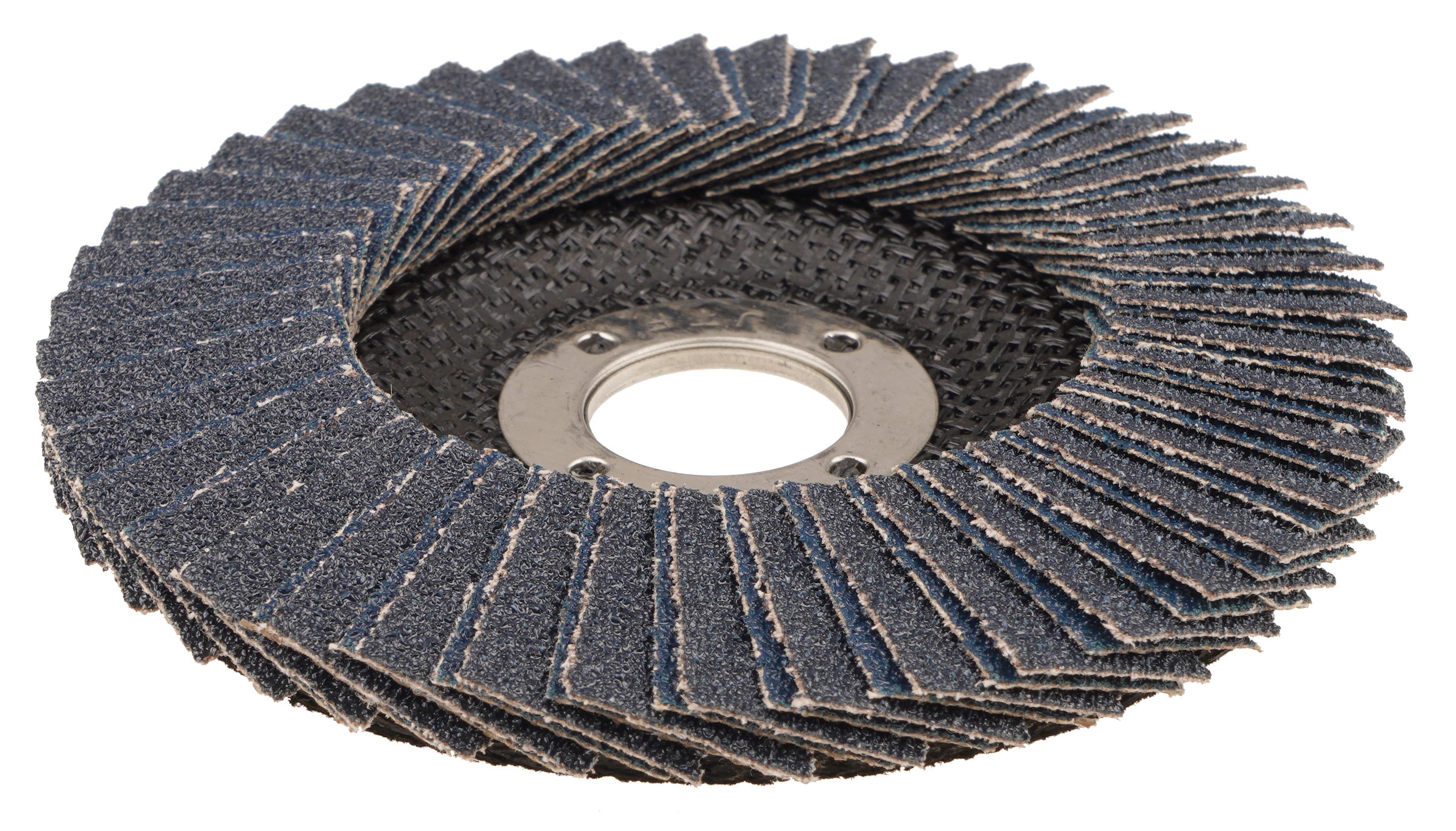 Tiger® X 51212 Standard Density Coated Abrasive Flap Disc, 5 in Dia Disc, 40 Grit, Coarse Grade, Zirconia Alumina/Ceramic Alumina Abrasive, Type 29/Angled Disc
