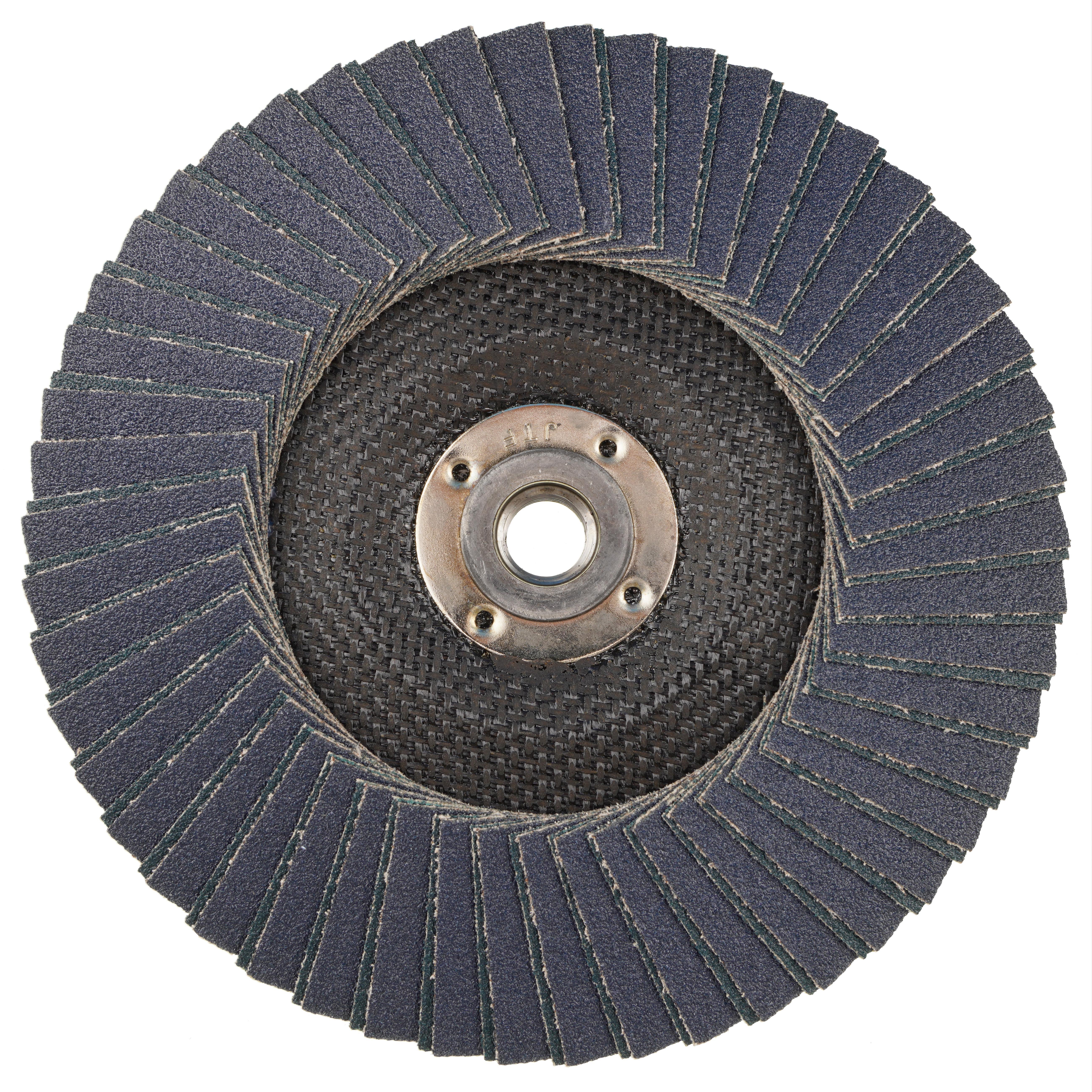 Tiger&reg; X 51241 High Performance Abrasive Flap Disc, 6 in Dia Disc, 40 Grit, Coarse Grade, Ceramic/Zirconia Alumina Abrasive, Type 29/Angled Disc