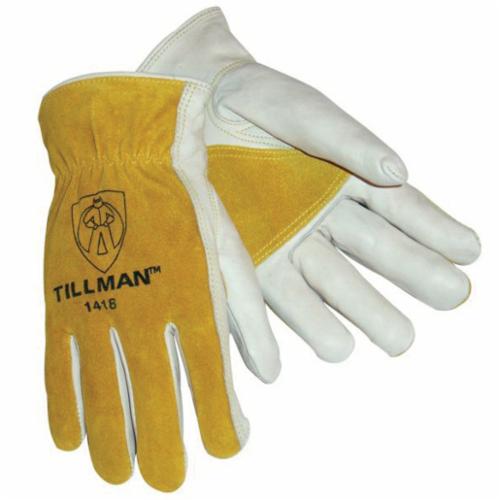 Tillman™ 1350L Heavy Duty MIG Welding Gloves, L, Top Grain Cowhide Leather, Pearl, Unlined, Gauntlet Cuff, 12 in L