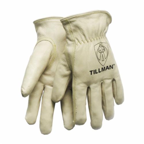 Tillman™ 1418XL Premium Grade General Purpose Gloves, Drivers, XL, Grain Cowhide Leather Palm, Split Cowhide Leather, Bourbon/Pearl, Unlined Lining, Keystone Thumb
