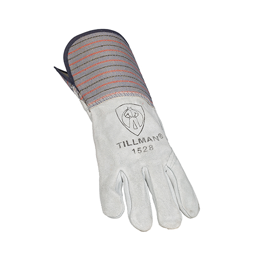 Tillman&trade; 1528 General Purpose Work Gloves, Gunn Cut Style, L, Split Cowhide Palm, Canvas, Gray, Safety Cuff, Unlined Lining
