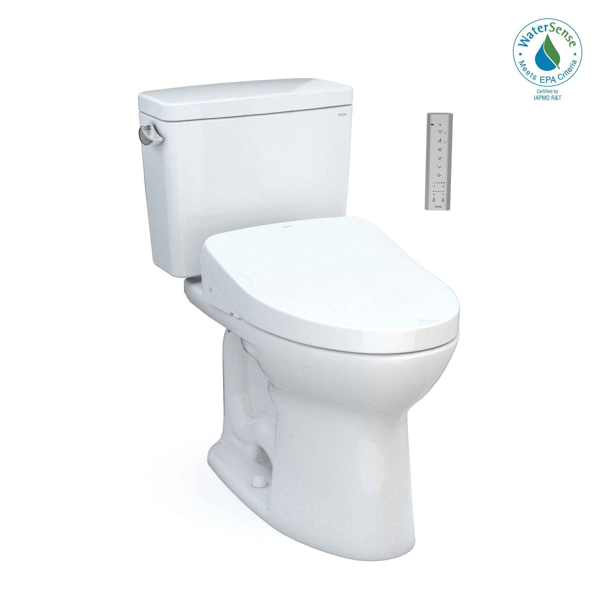 Toto® MW7763056CEFG#01 Universal Height Transitional 2-Piece Toilet With SW3056AT40#01/S550e Bidet Seat, Drake® WASHLET®+, Elongated Bowl, 16-1/8 in H Rim, 12 in Rough-In, 1.28 gpf, Cotton White, Import