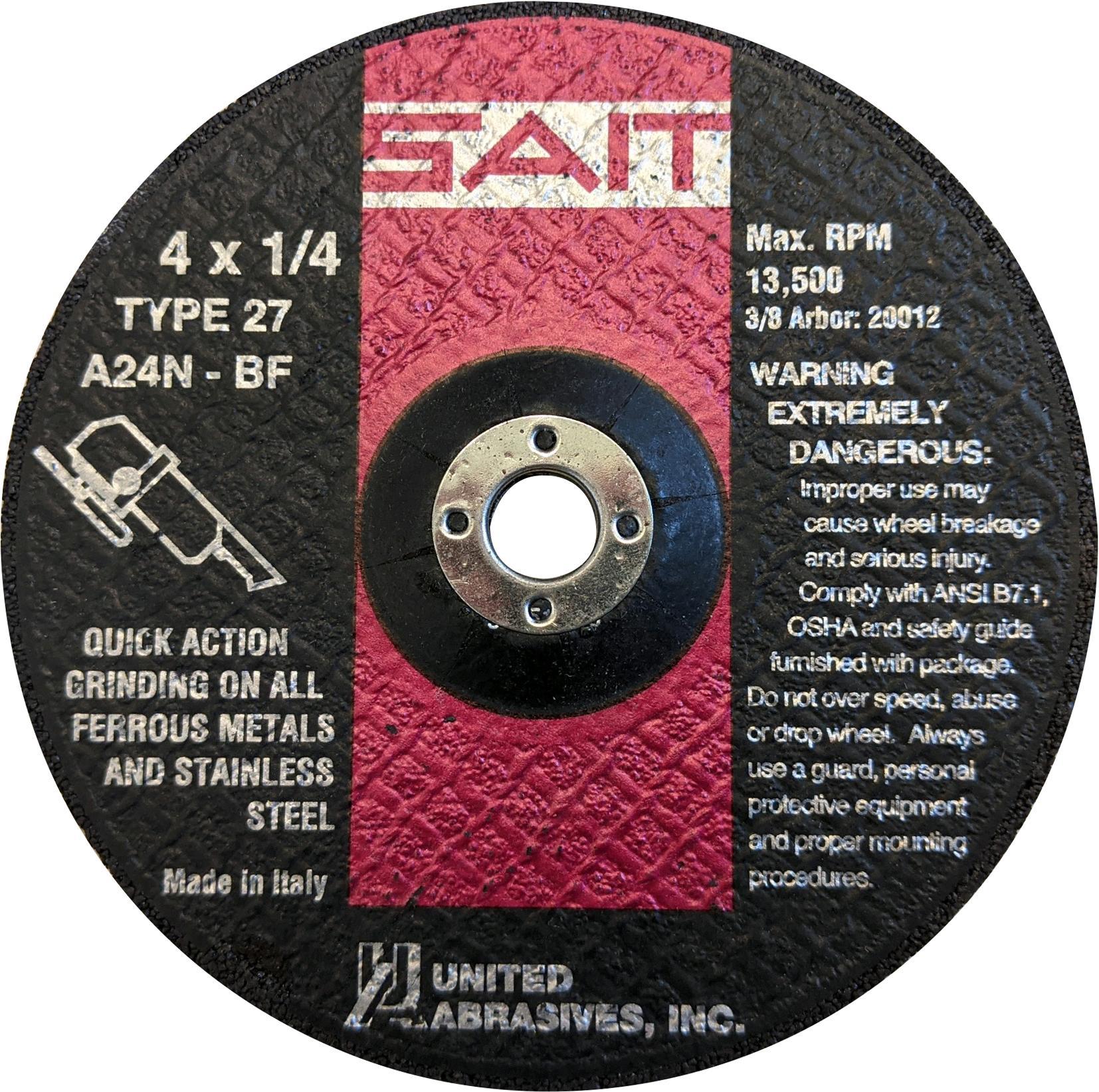 United Abrasives-SAIT 51120 Close Coated General Purpose Abrasive Disc, 4-1/2 in Dia, 7/8 in Center Hole, 120 Grit, 2A Aluminum Oxide Abrasive