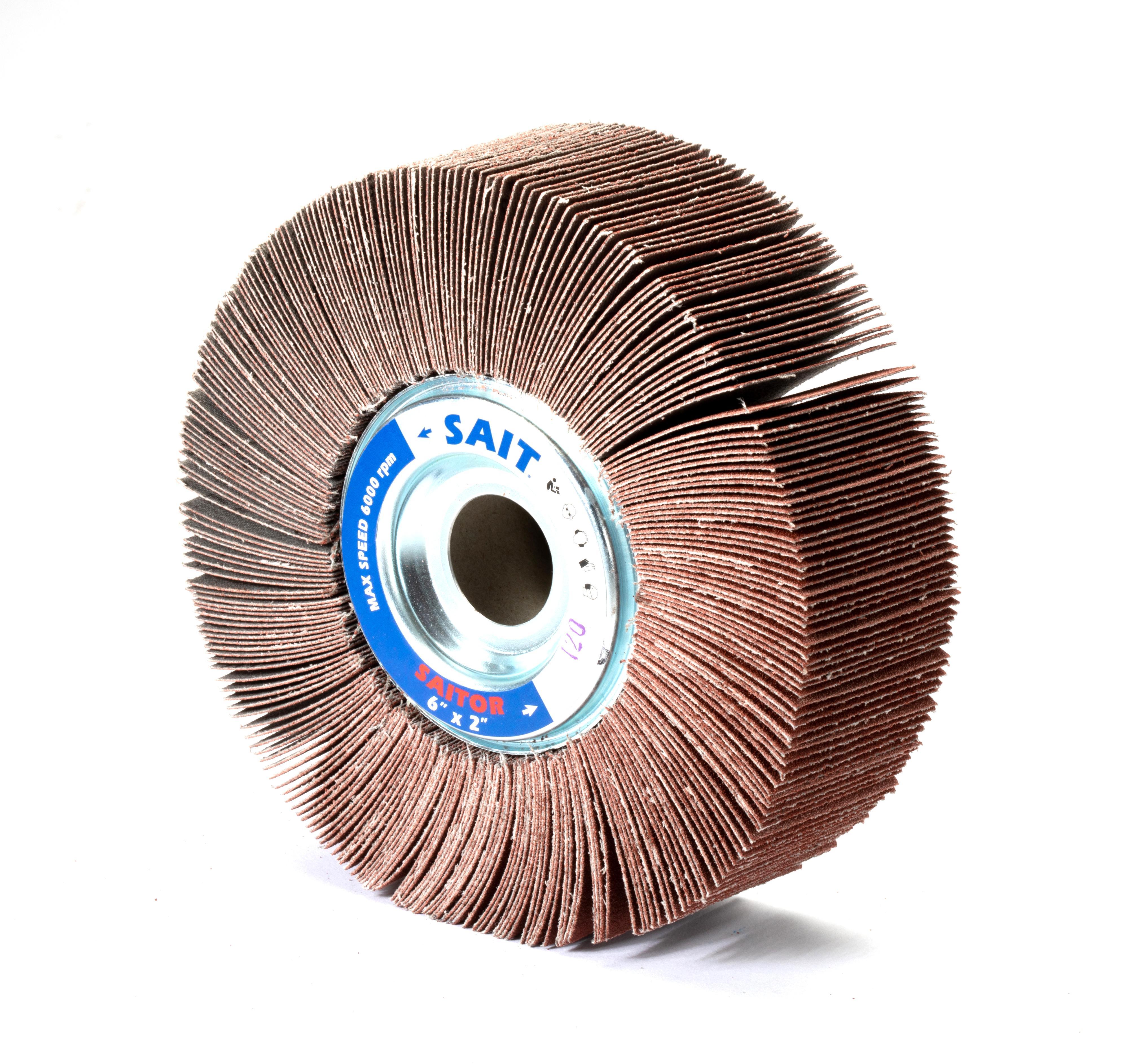 United Abrasives-SAIT 72020 2A Premium Coated Flap Wheel, 6 in Dia, 1-1/2 in W Face, 60 Grit, Coarse Grade, Aluminum Oxide Abrasive