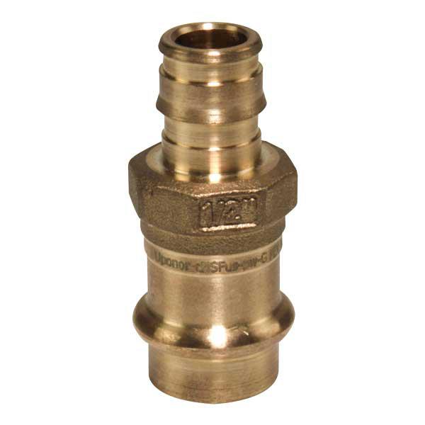 Uponor LFP4515050 ProPEX® Press Adapter, 1/2 x 1/2 in Nominal, PEX x Copper End Style, LF Brass, Domestic
