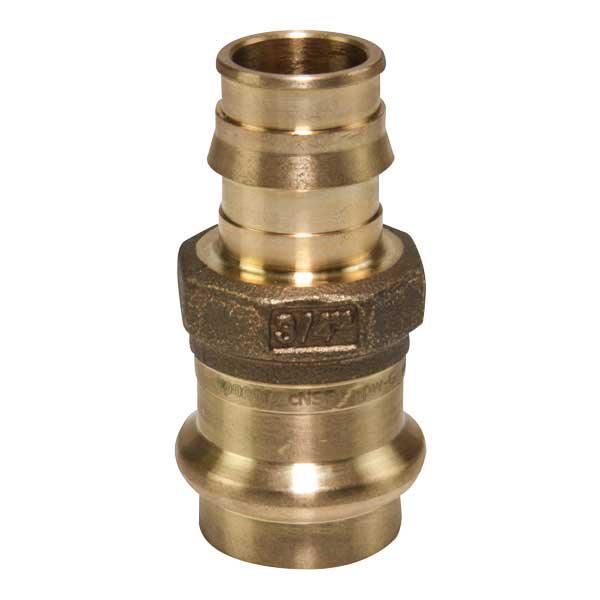 Uponor LFP4517575 ProPEX® Press Adapter, 3/4 x 3/4 in Nominal, PEX x Copper End Style, LF Brass, Domestic