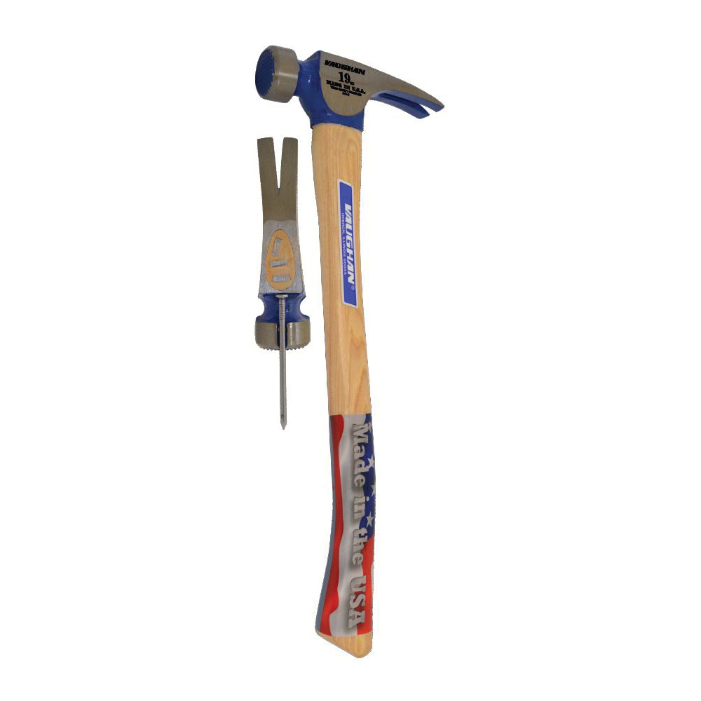 Vaughan® 11604 Framing Hammer, Milled Face, 19 oz, Swept Claw, Hickory Wood Handle