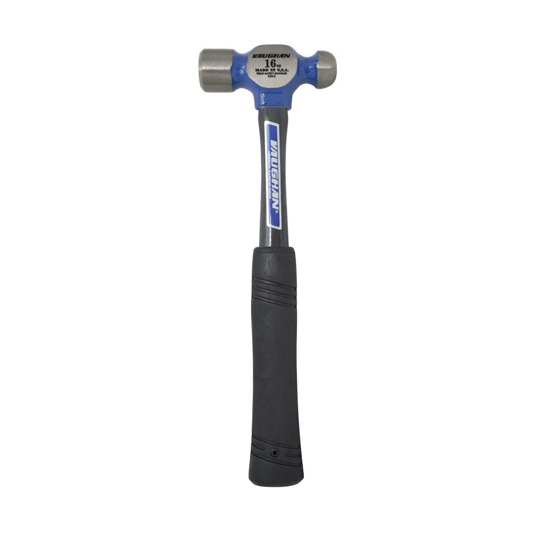 Vaughan&reg; FS016 Ball Pein Hammer, Ball Pein, 14 in OAL, 16 oz High Carbon Steel Head, Fiberglass Handle