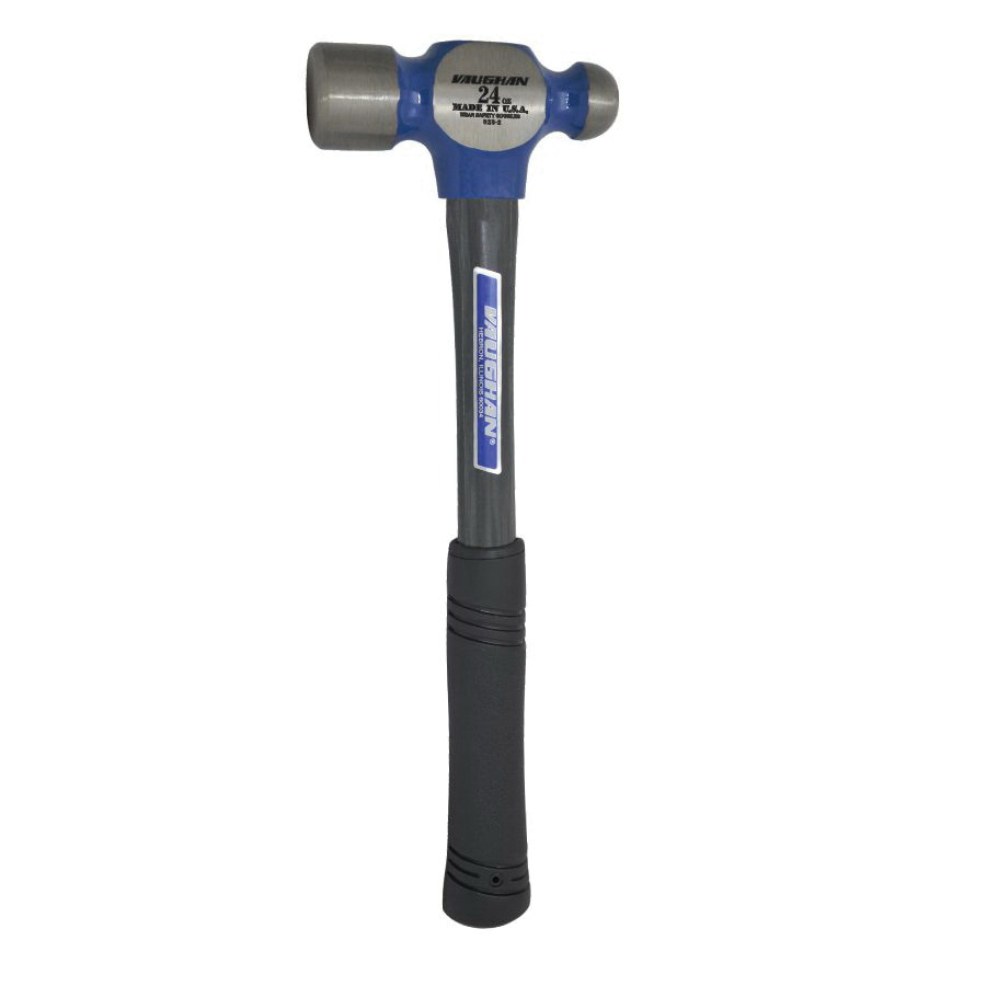 Vaughan&reg; FS224 Ball Pein Hammer, Ball Pein, 16 in OAL, 24 oz High Carbon Steel Head, Fiberglass Handle