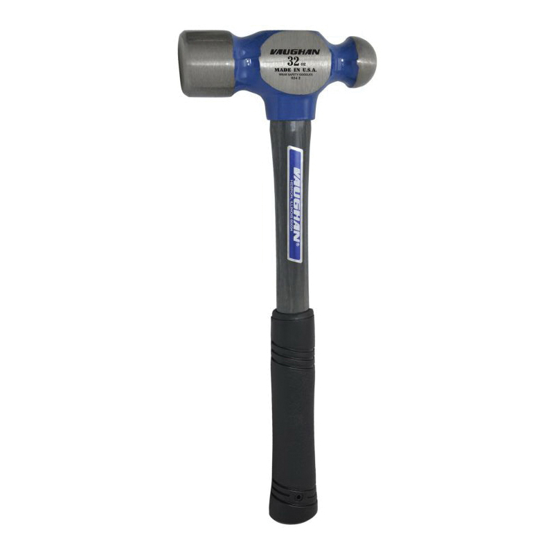 Vaughan&reg; FS432 Ball Pein Hammer, Ball Pein, 16-1/2 in OAL, 32 oz High Carbon Steel Head, Fiberglass Handle