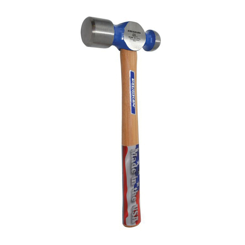 Vaughan&reg; TC848 Ball Pein Hammer, Ball Pein, 16 in OAL, 48 oz High Carbon Steel Head, Hickory Wood Handle