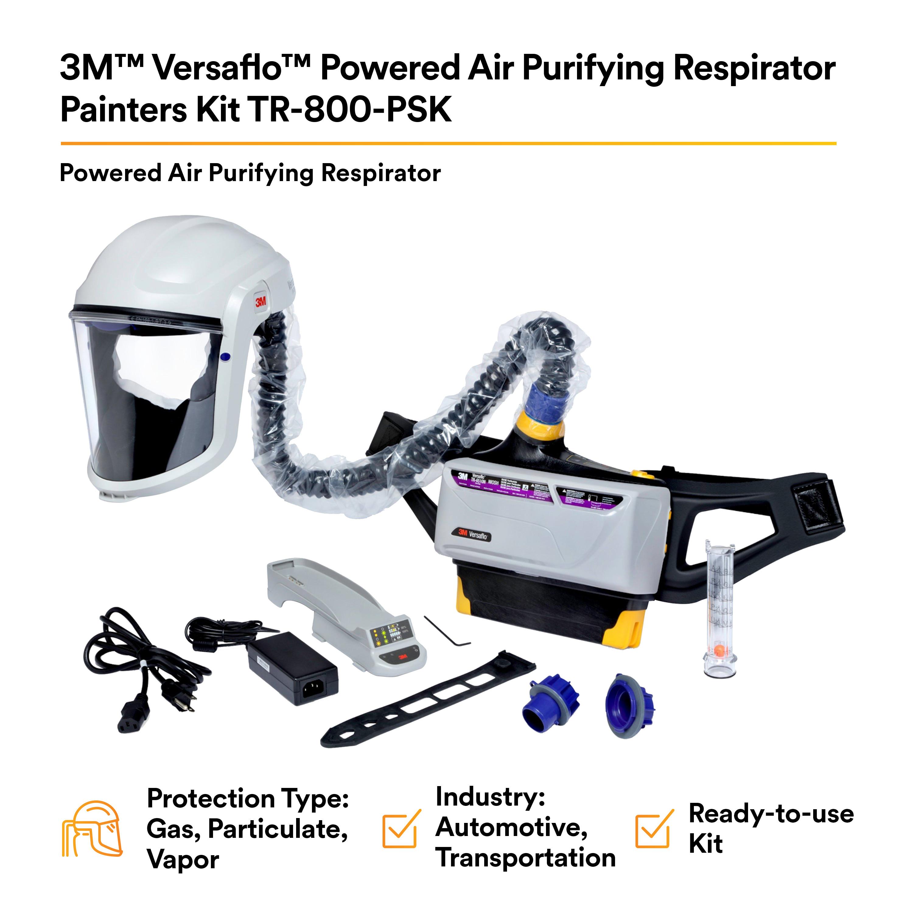 Versaflo™ 7100150926 TR-800 Easy Clean Respirator, TR-6710N Filters and Cartridges, Li-Ion Battery, NIOSH Approved, Division I for Classes I,II, and III Under UL 60079, 6th Edition, 2013