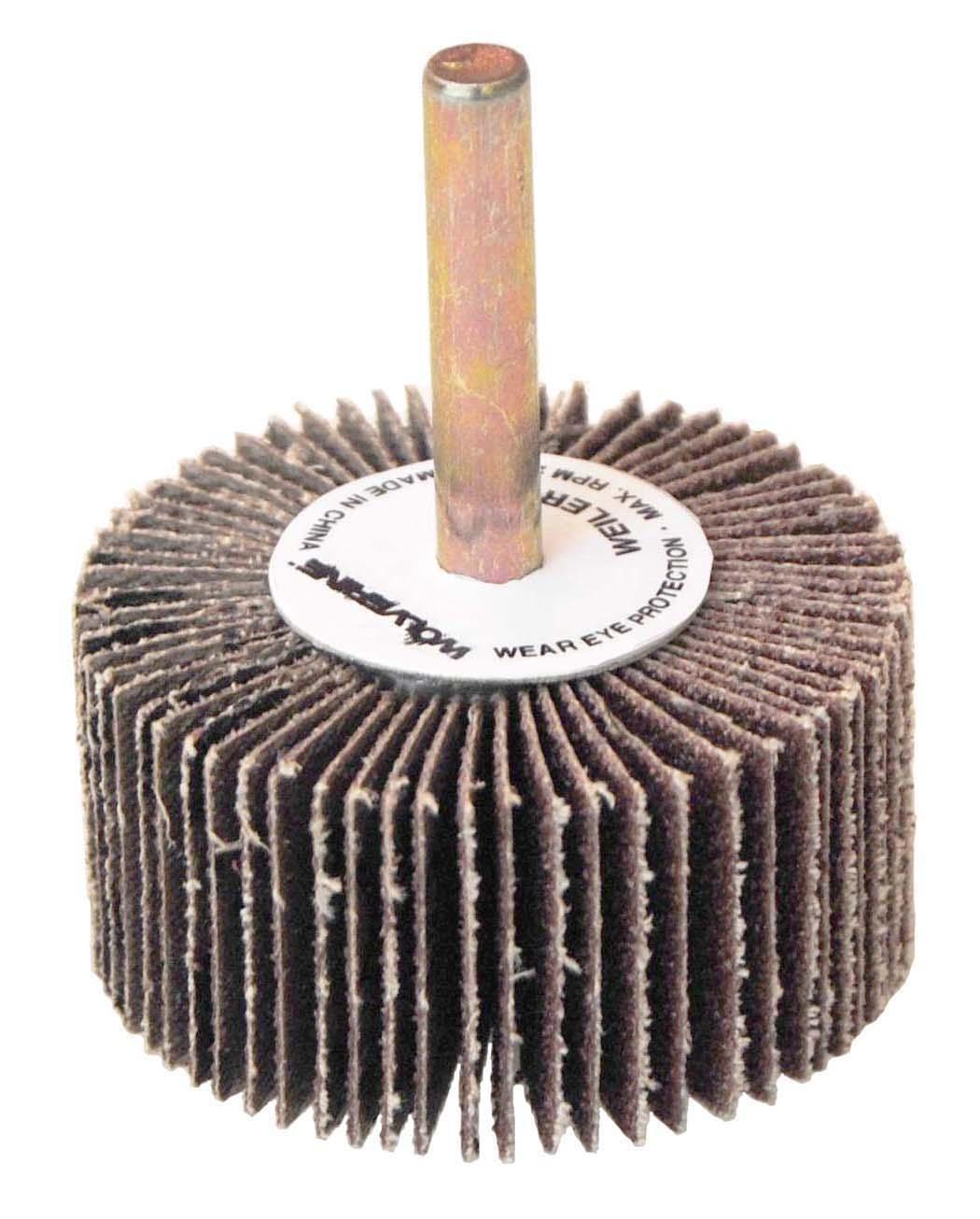 Wolverine&trade; 30729 Coated Abrasive Flap Wheel, 3 in Dia Wheel, 1 in W Face, 1/4 in Dia Shank, 40 Grit, Coarse Grade, Aluminum Oxide Abrasive
