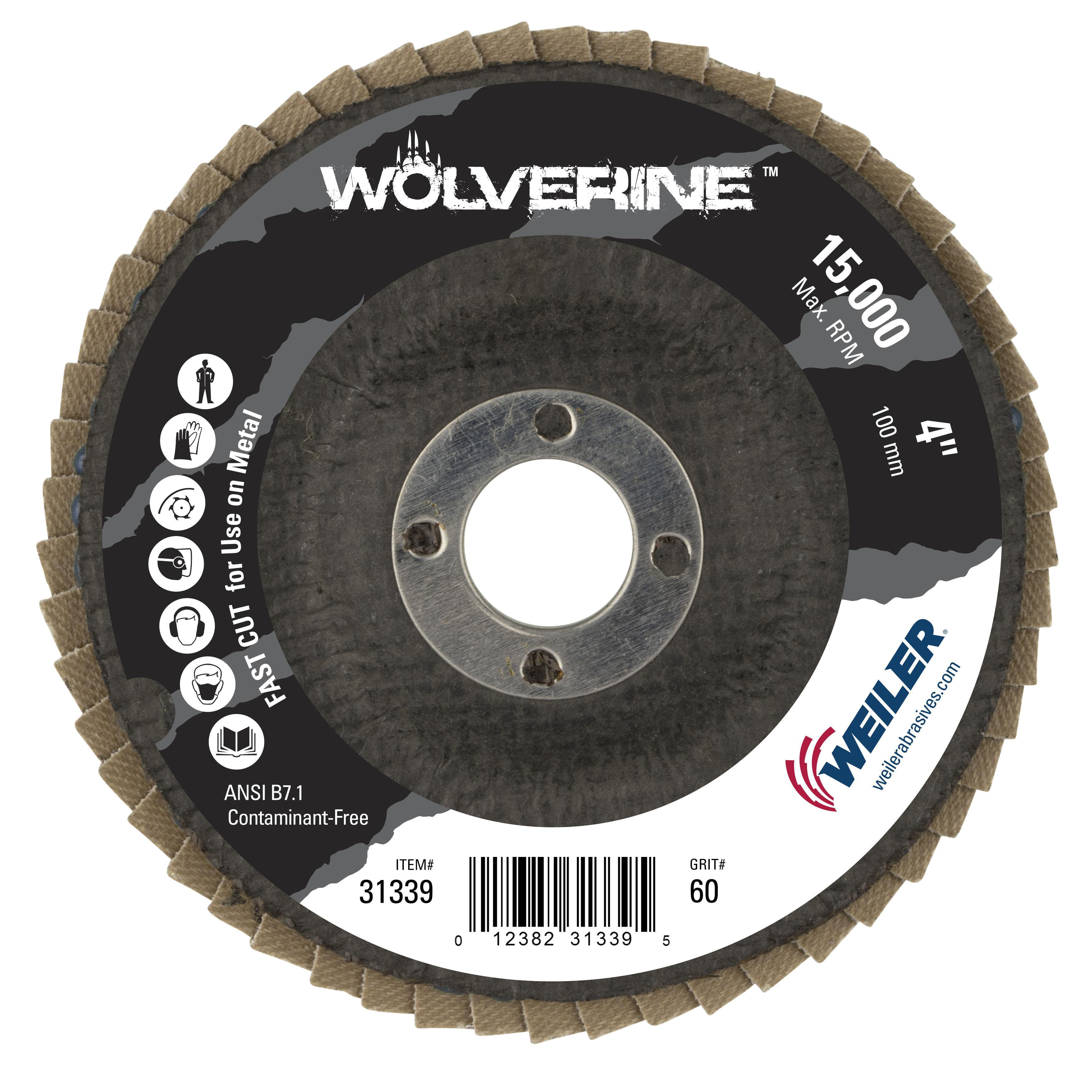 Wolverine&trade; 31367 Fast Cut Coated Abrasive Flap Disc, 7 in Dia Disc, 36 Grit, Very Coarse Grade, Zirconia Alumina Abrasive, Type 29/Angled Disc
