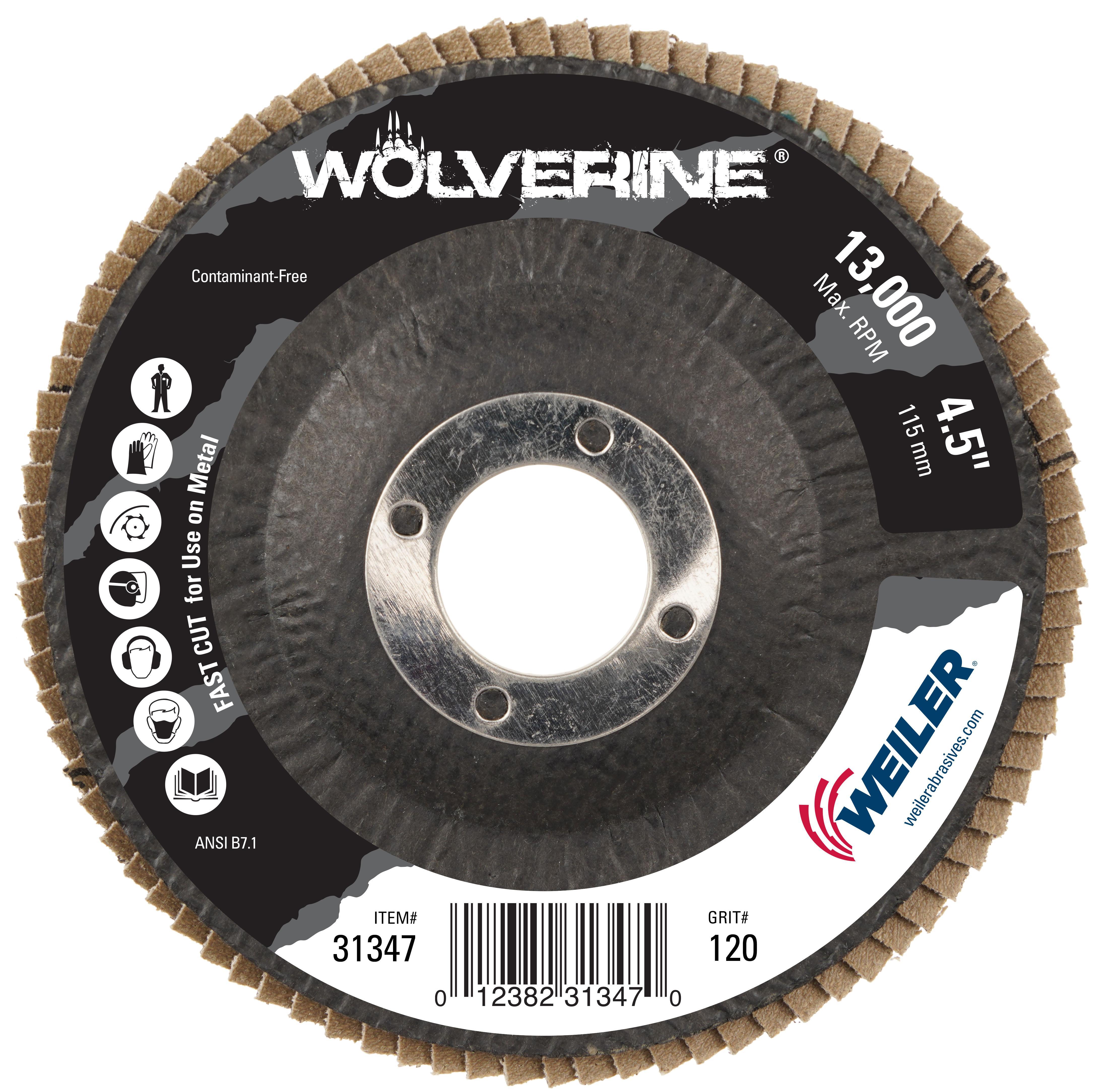 Tiger Paw&trade; 51137 High Performance Coated Abrasive Flap Disc, 7 in Dia Disc, 7/8 in Center Hole, 40 Grit, Coarse Grade, Zirconia Alumina Abrasive, Type 27 Flat Disc