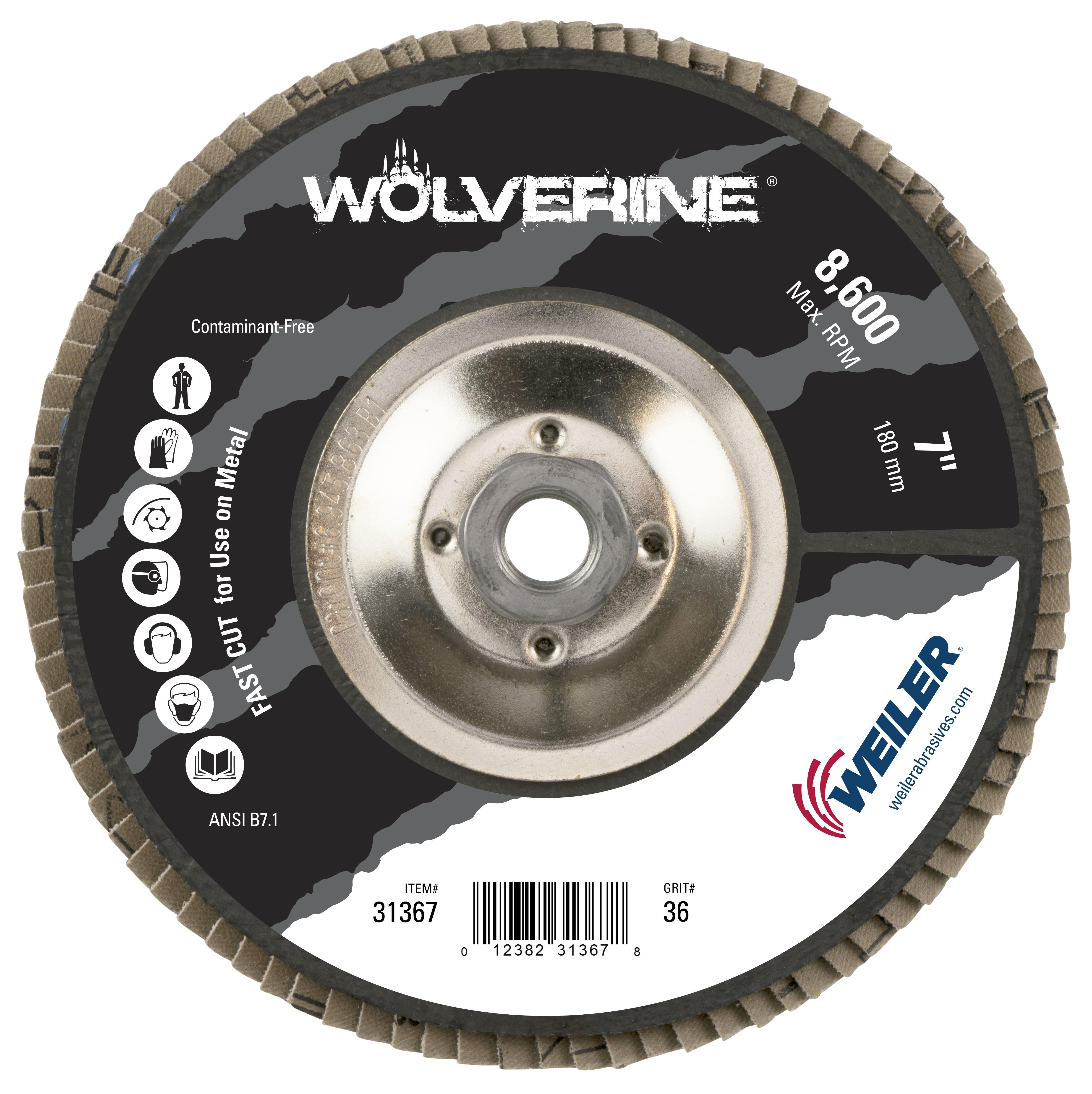 Wolverine&trade; 31350 Fast Cut Coated Abrasive Flap Disc, 4-1/2 in Dia Disc, 40 Grit, Coarse Grade, Zirconia Alumina Abrasive, Type 29/Angled Disc