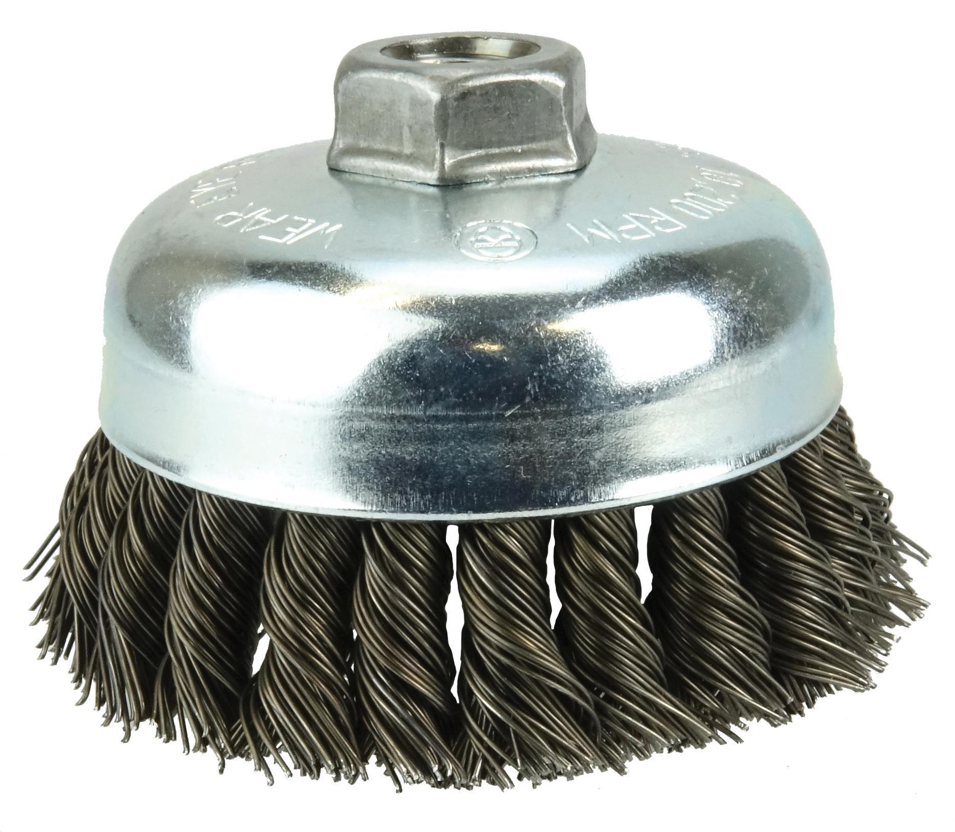 Weiler&reg; 26094 Miniature Stem Mounted Cup Brush, 9/16 in Dia Brush, Soft Hair Fill