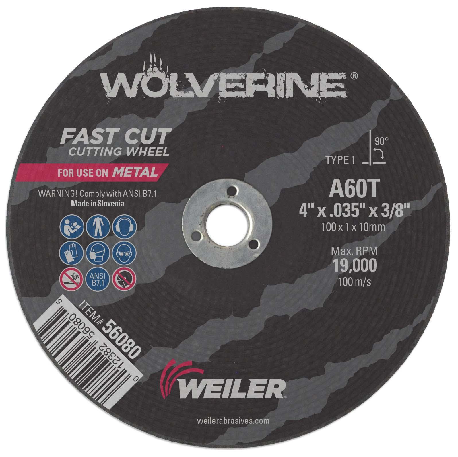 Wolverine&trade; 56062 Small Thin Cut-Off Wheel, 3 in Dia 0.035 in THK, 3/8 in Center Hole, WA60T Grit, White Aluminum Oxide Abrasive