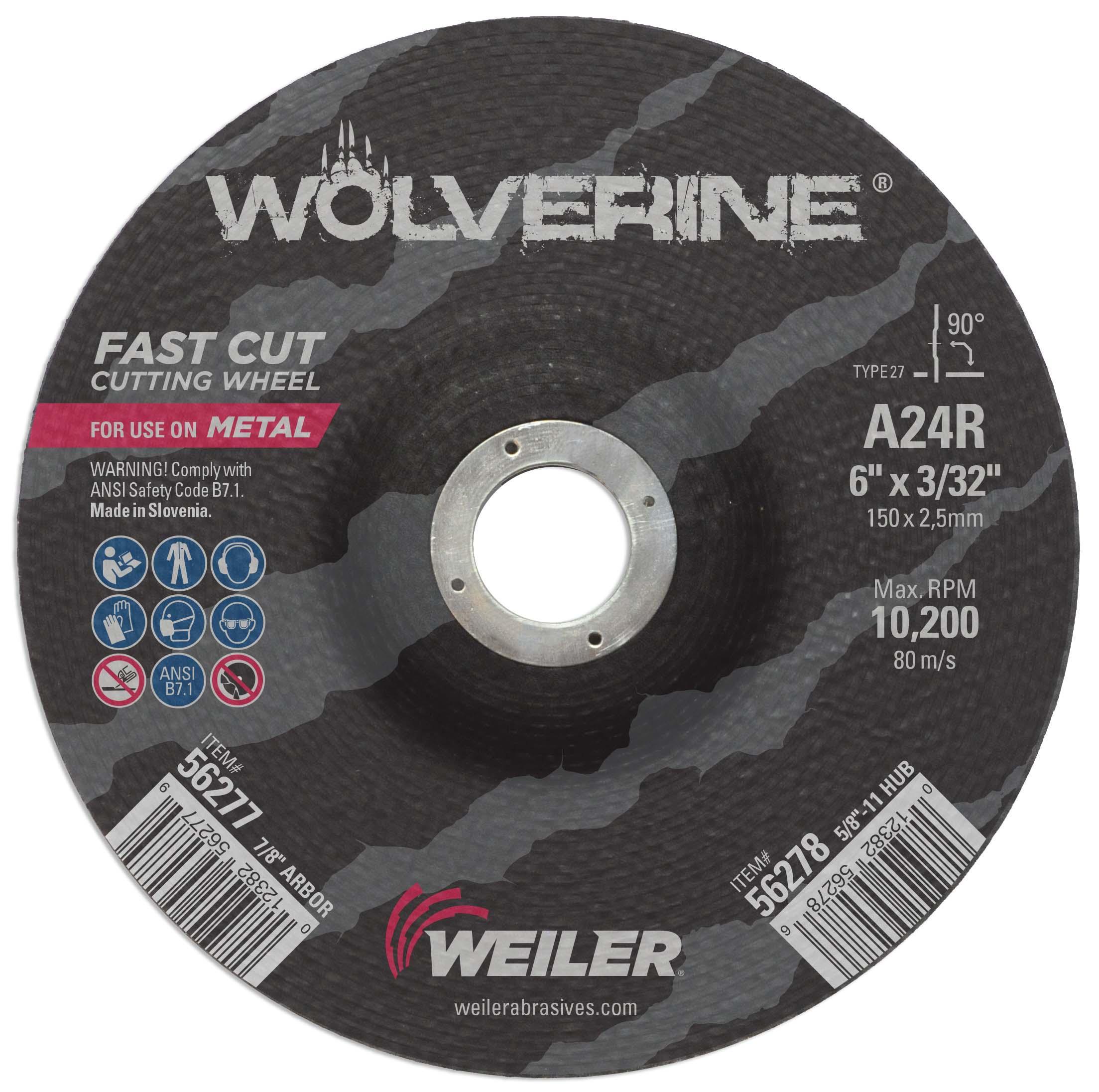 product Vortec Pro&reg; 56457 Type 27 Cut-Off Wheel, 4-1/2 in Dia x 1/4 in THK, 7/8 in Center Hole, 24 Grit, Aluminum Oxide Abrasive