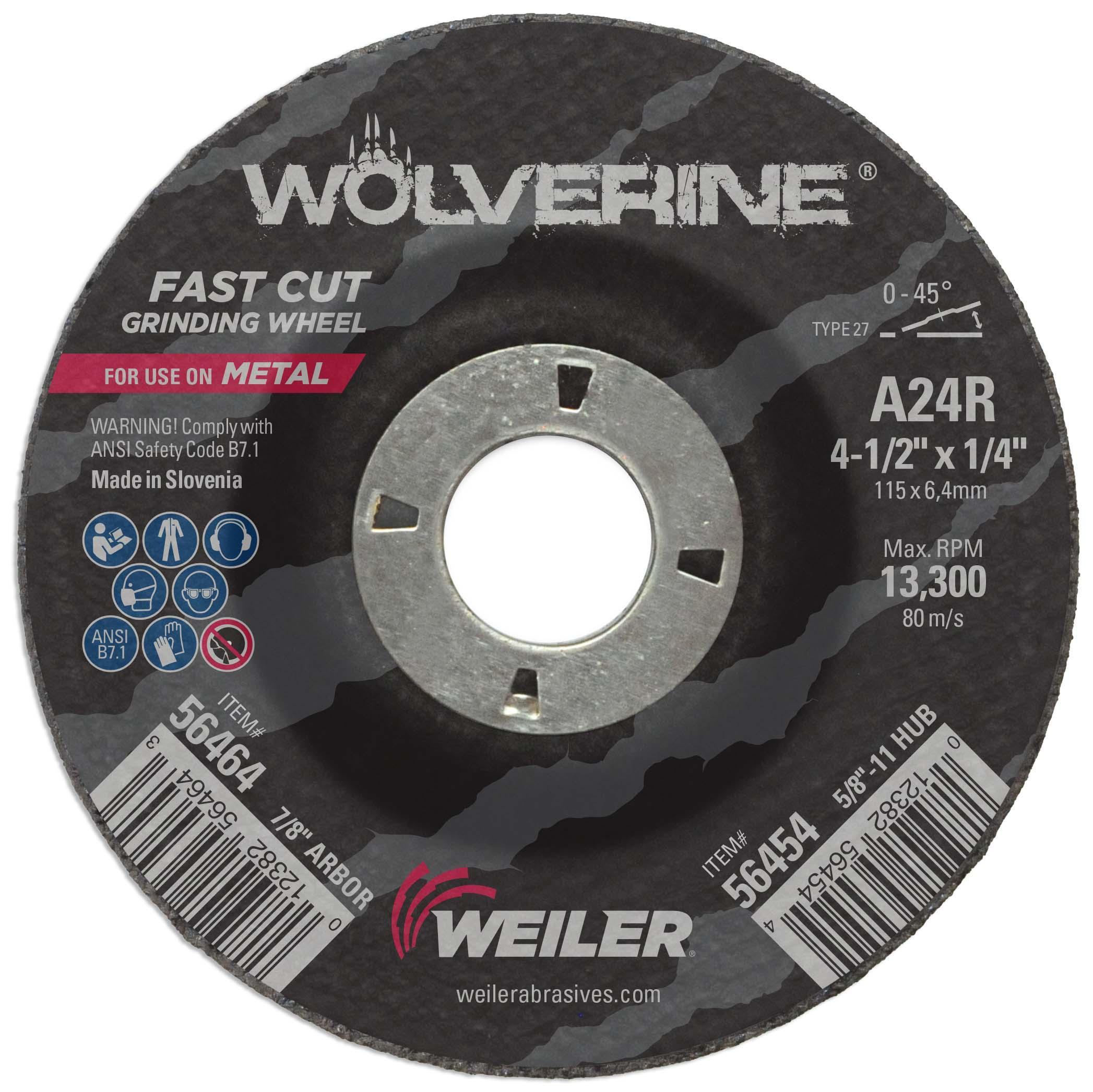 Wolverine&trade; 56470 Type 27 Cut-Off Wheel, 9 in Dia 1/4 in THK, 24 Grit, Aluminum Oxide Abrasive